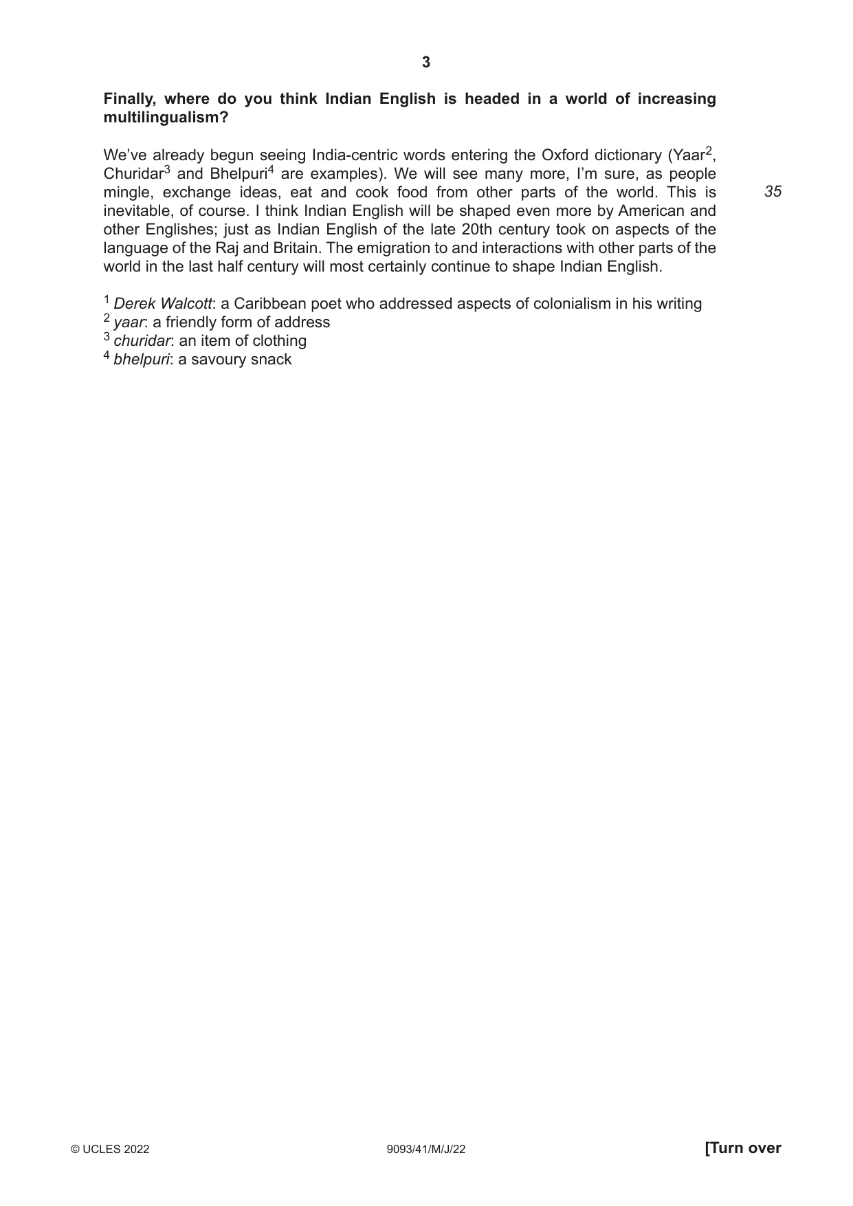Cambridge A Level English - Language AS and A Level (from 2014) 9093 2022 May/June Paper 4 · Variant 1 question paper, page 3 of 8