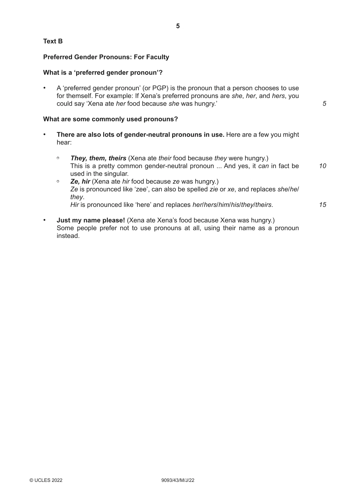 Cambridge A Level English - Language AS and A Level (from 2014) 9093 2022 May/June Paper 4 · Variant 3 question paper, page 5 of 8