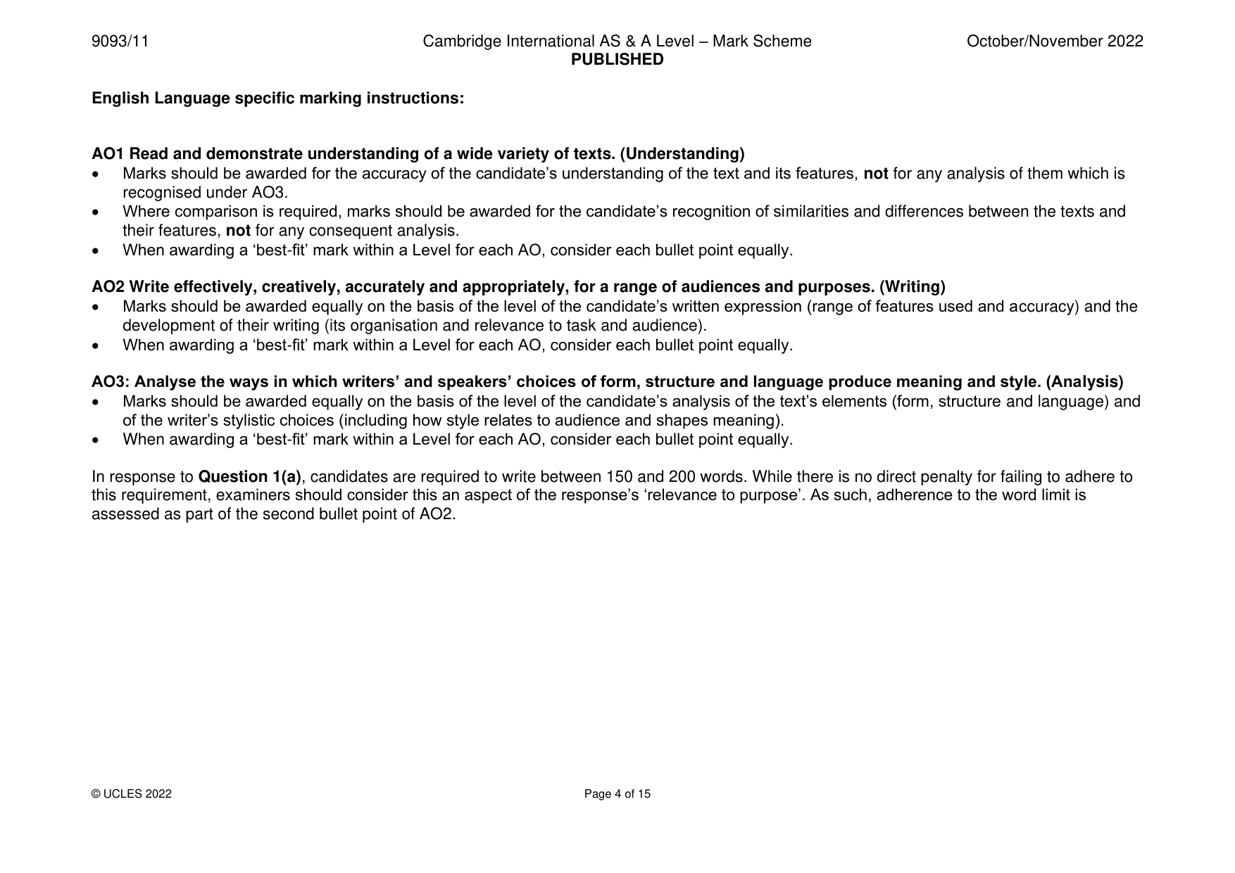 Mark scheme, page 4 of 15