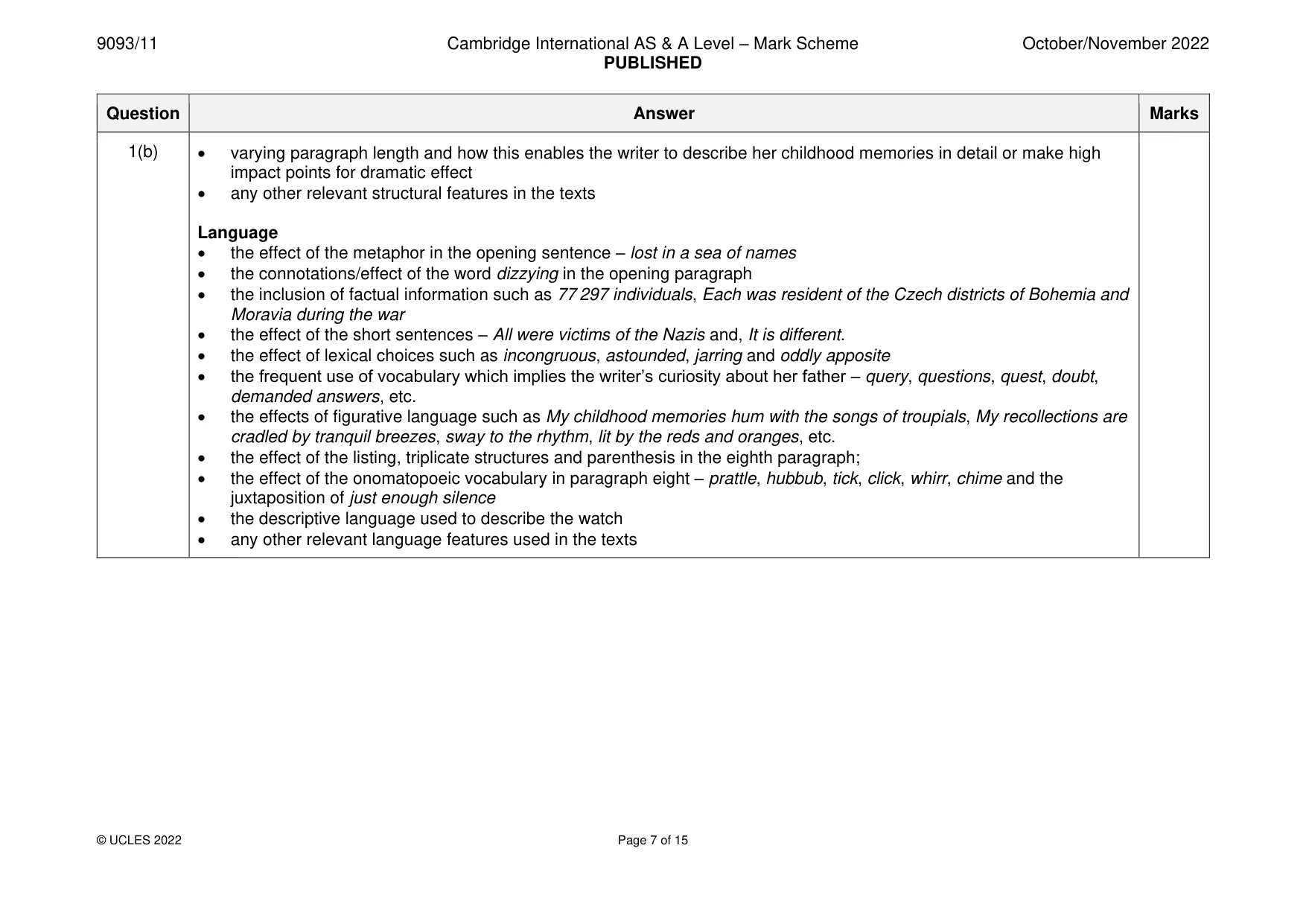 Mark scheme, page 7 of 15