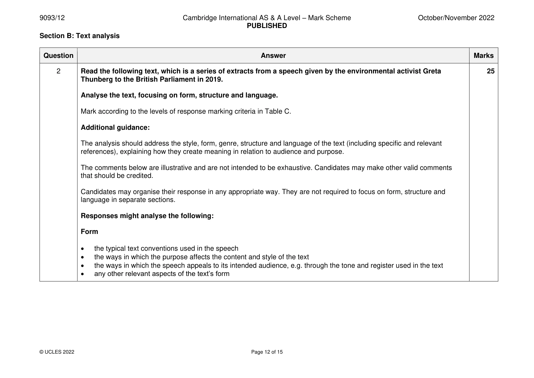 Mark scheme, page 12 of 15