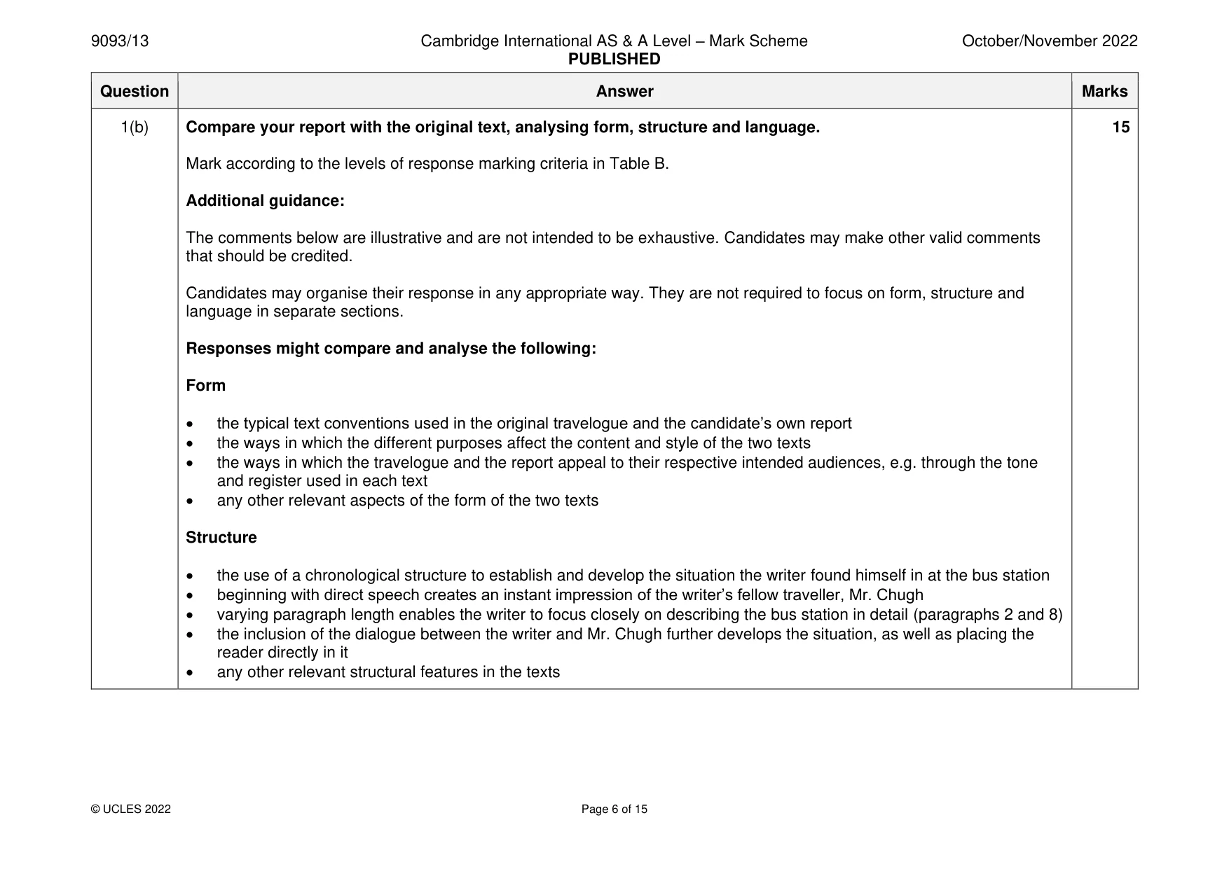Mark scheme, page 6 of 15