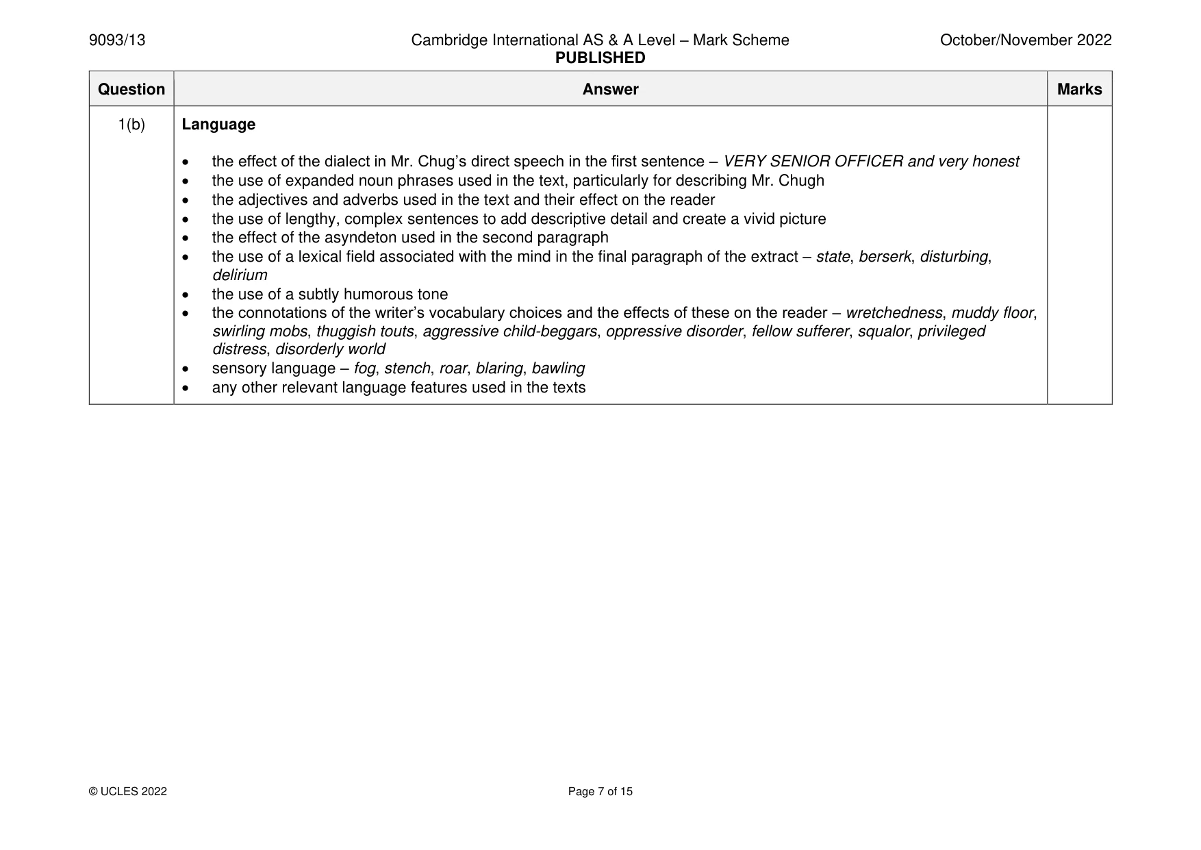 Mark scheme, page 7 of 15