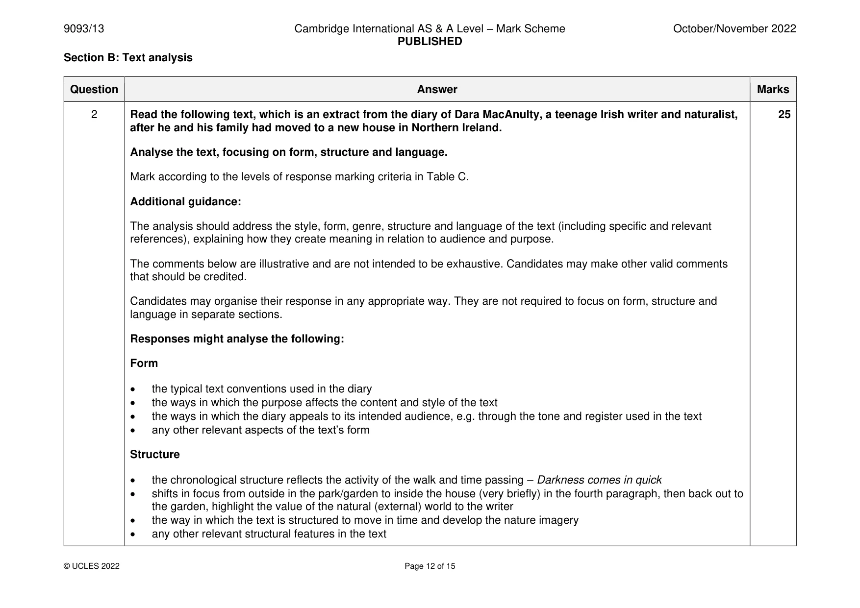Mark scheme, page 12 of 15