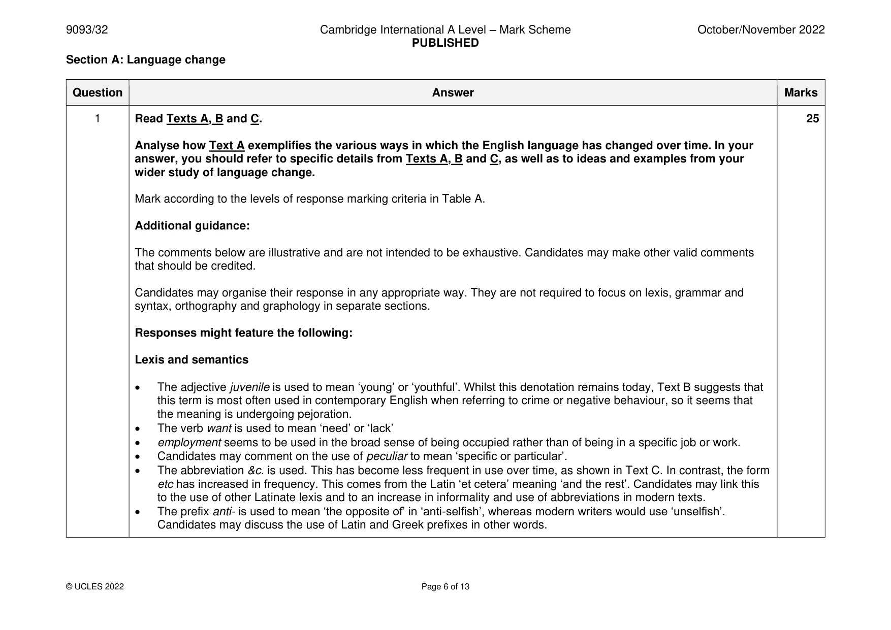 Mark scheme, page 6 of 13