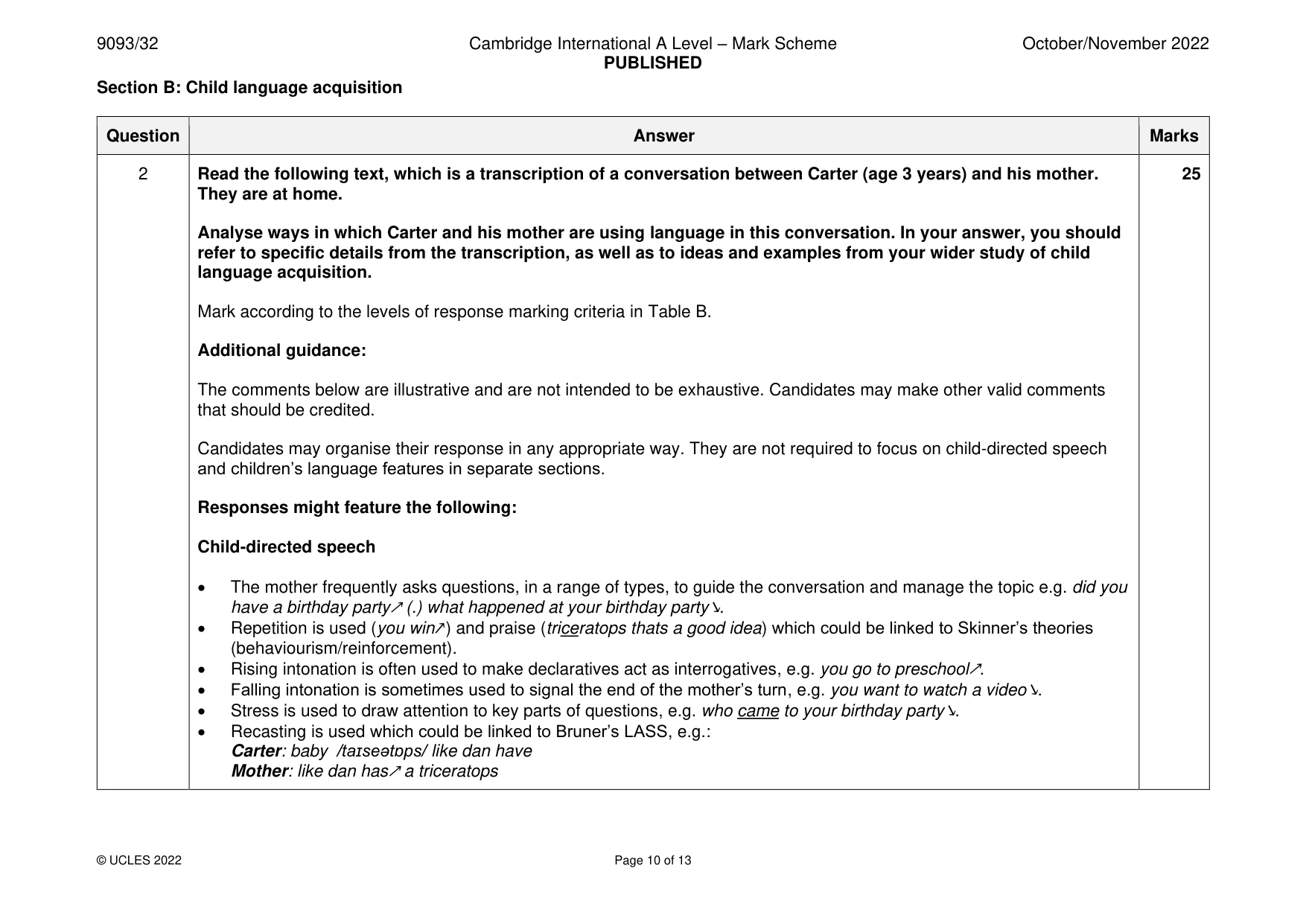 Mark scheme, page 10 of 13