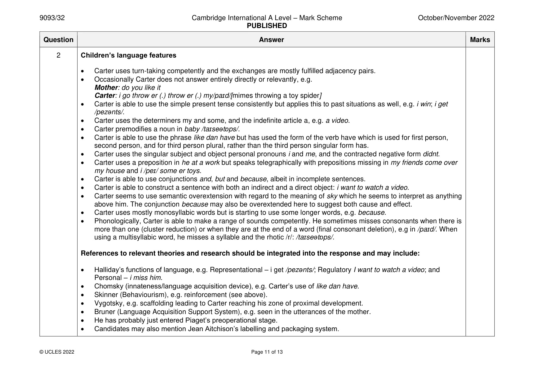 Mark scheme, page 11 of 13
