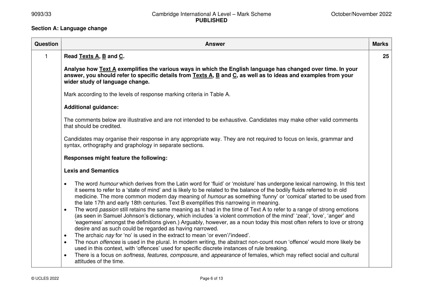 Mark scheme, page 6 of 13