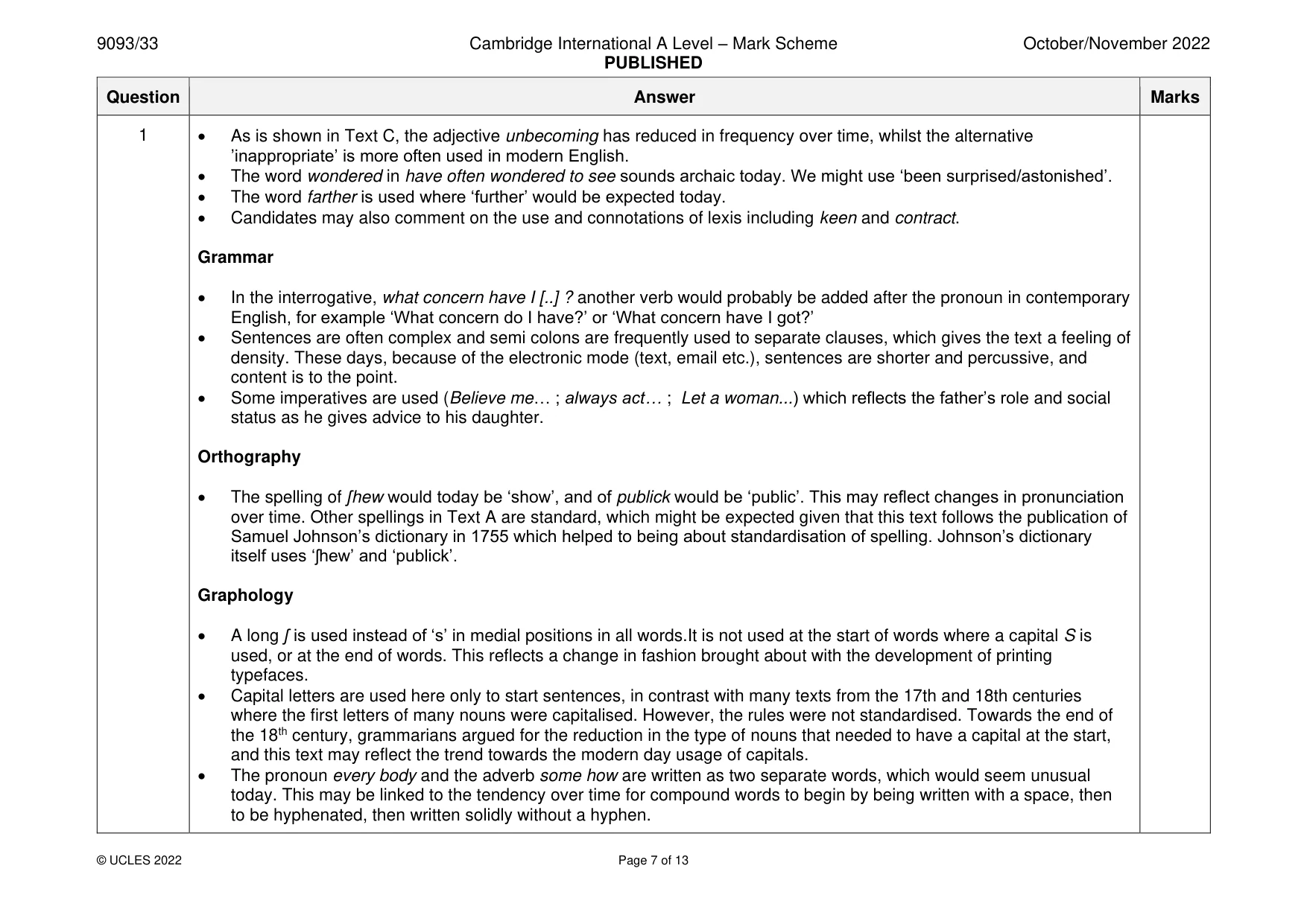 Mark scheme, page 7 of 13