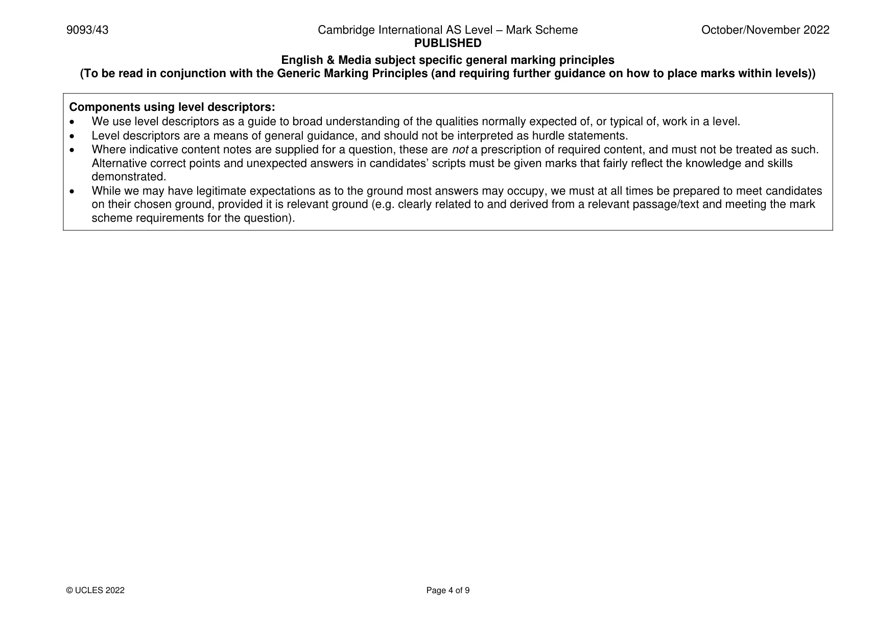 Mark scheme, page 4 of 9