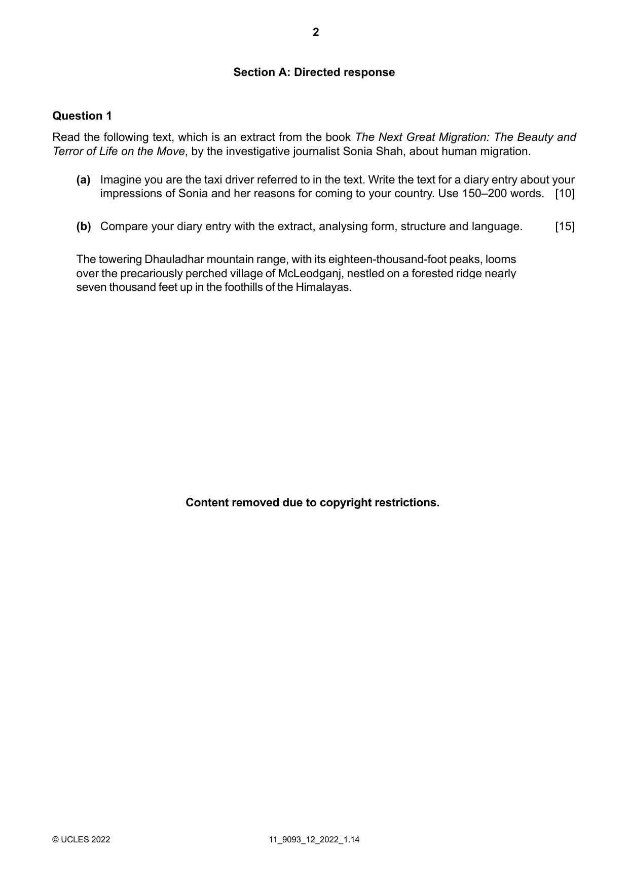 Cambridge A Level English - Language AS and A Level (from 2014) 9093 2022 Oct/Nov Paper 1 · Variant 2 question paper, page 2 of 8