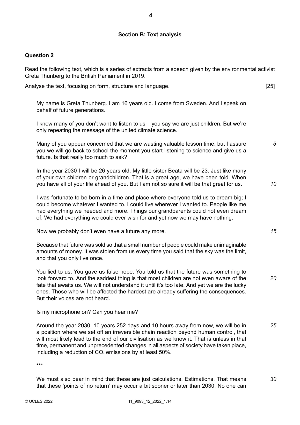 Cambridge A Level English - Language AS and A Level (from 2014) 9093 2022 Oct/Nov Paper 1 · Variant 2 question paper, page 4 of 8