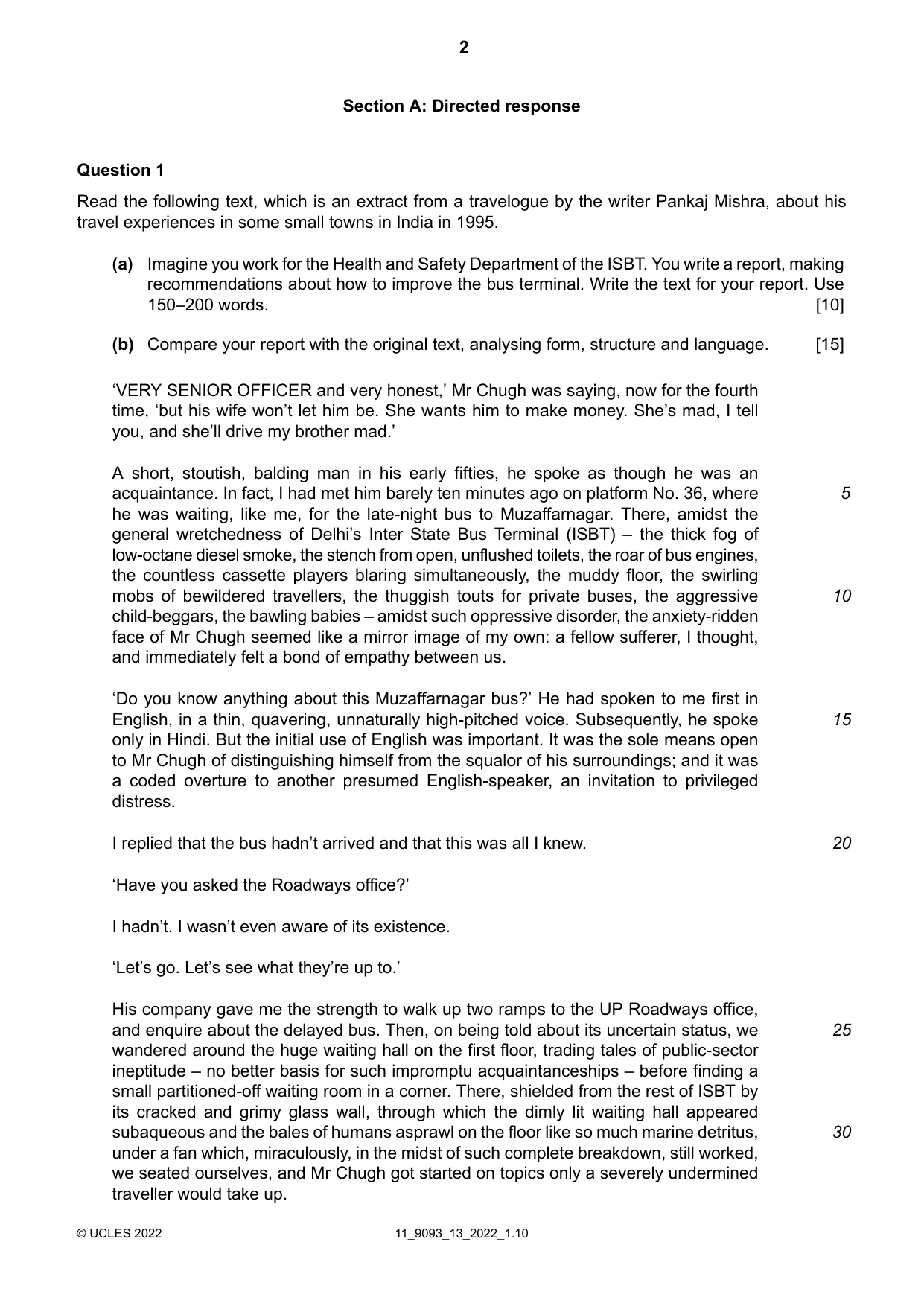 Cambridge A Level English - Language AS and A Level (from 2014) 9093 2022 Oct/Nov Paper 1 · Variant 3 question paper, page 2 of 8