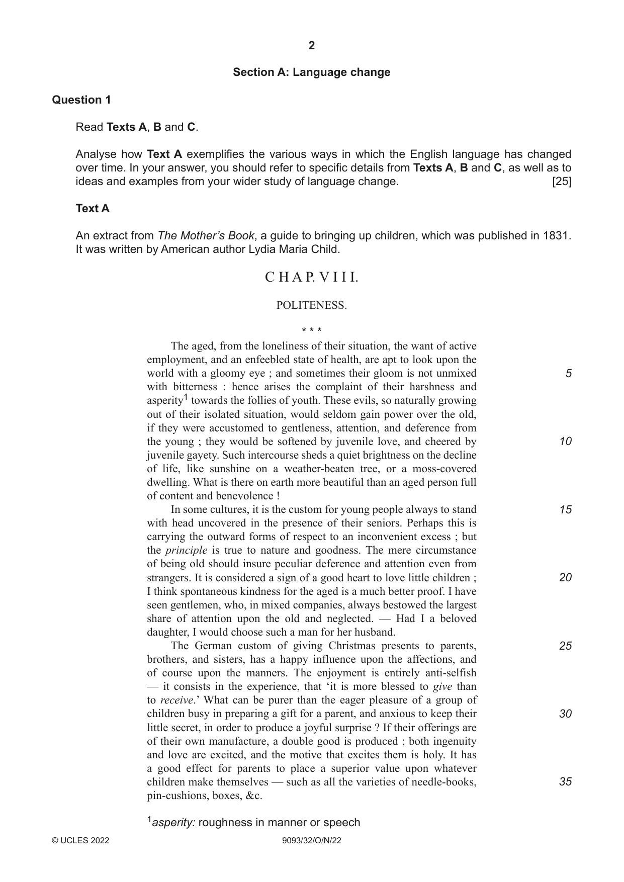 Cambridge A Level English - Language AS and A Level (from 2014) 9093 2022 Oct/Nov Paper 3 · Variant 2 question paper, page 2 of 8