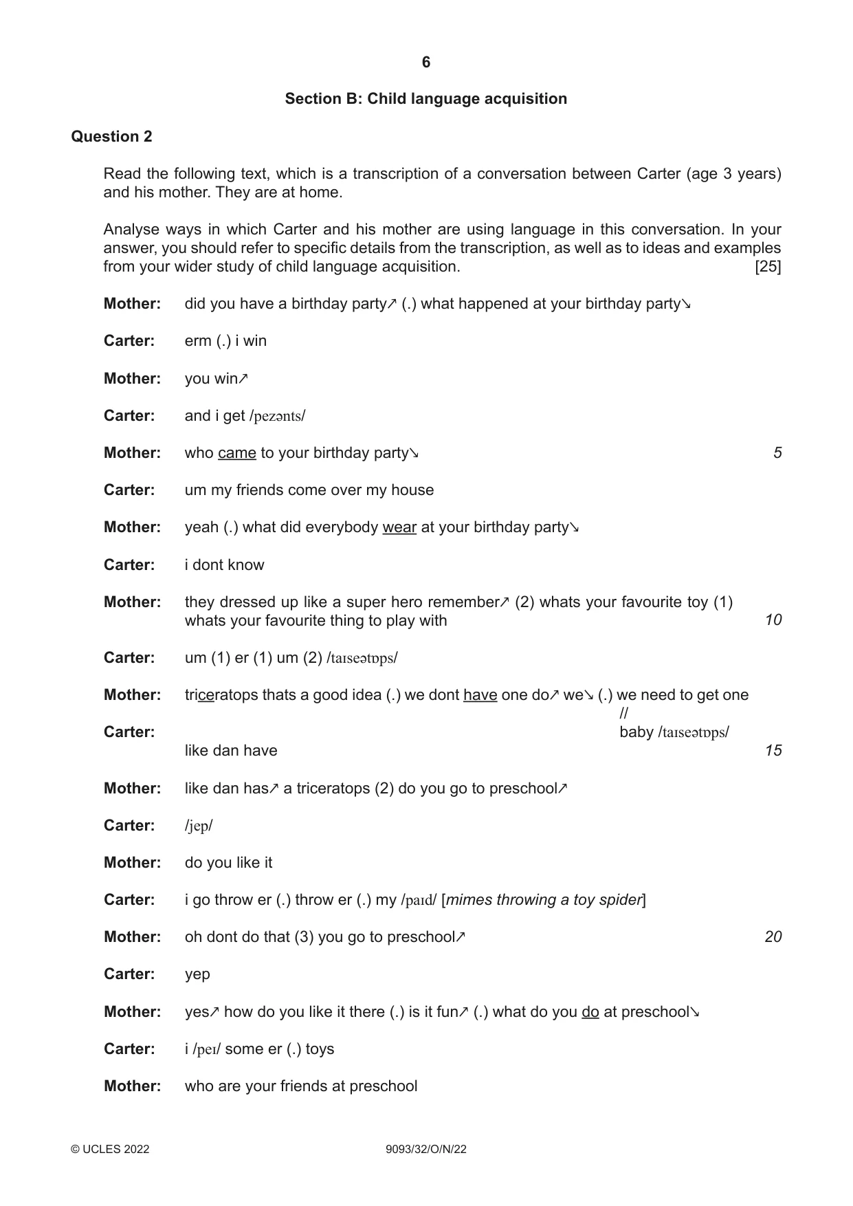 Cambridge A Level English - Language AS and A Level (from 2014) 9093 2022 Oct/Nov Paper 3 · Variant 2 question paper, page 6 of 8