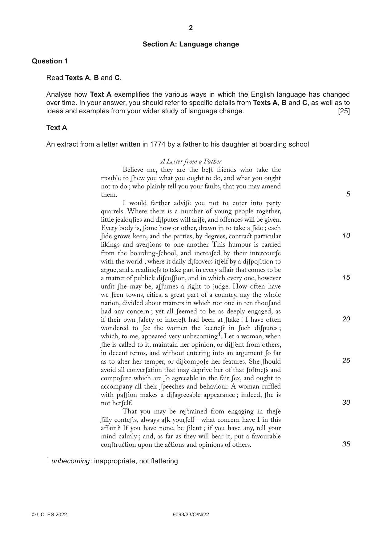 Cambridge A Level English - Language AS and A Level (from 2014) 9093 2022 Oct/Nov Paper 3 · Variant 3 question paper, page 2 of 8