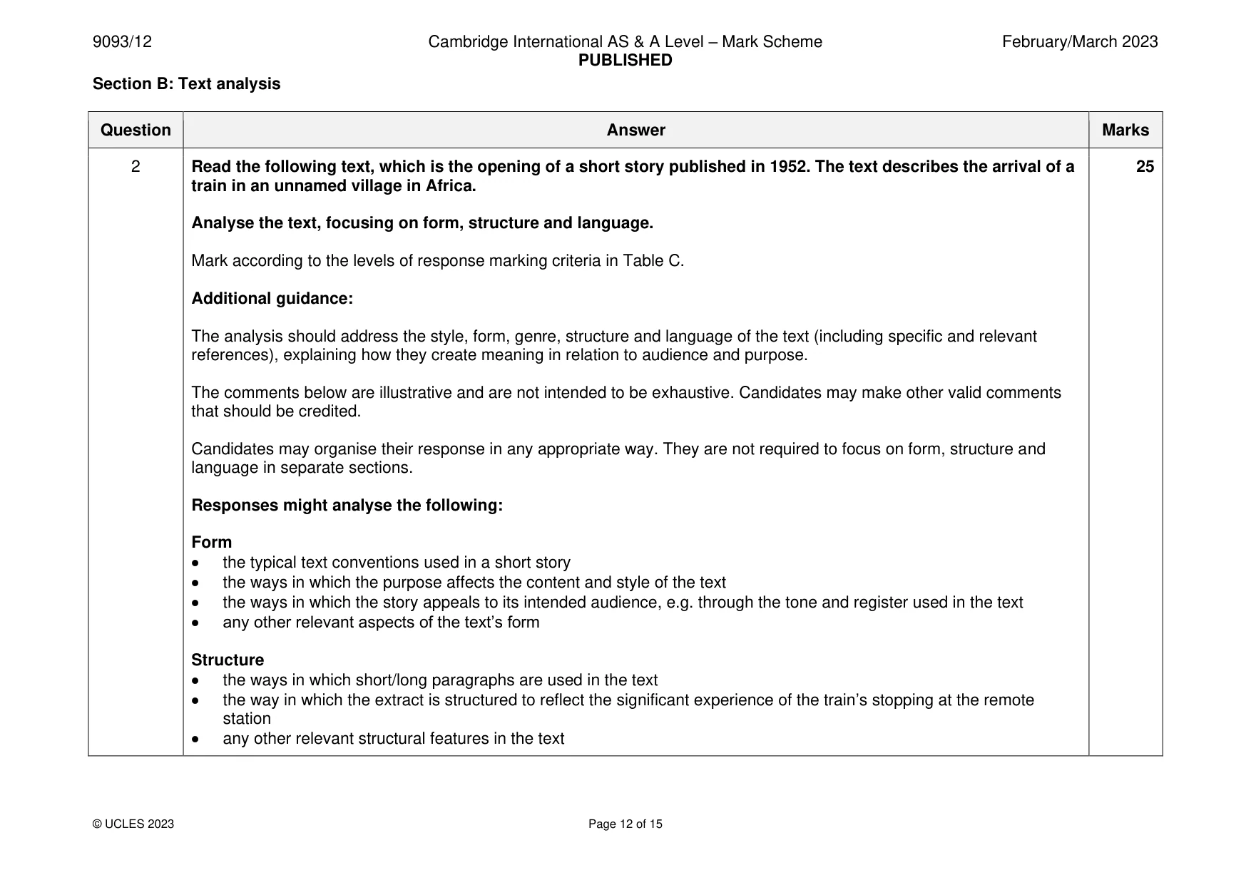 Mark scheme, page 12 of 15