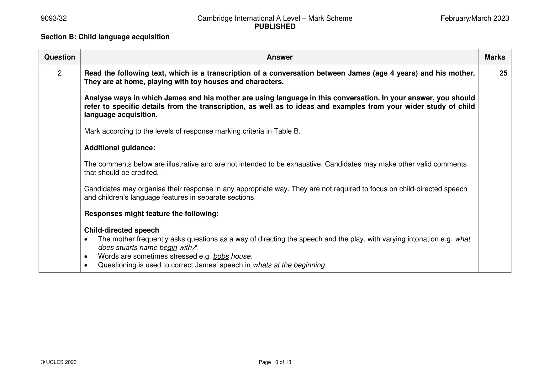 Mark scheme, page 10 of 13