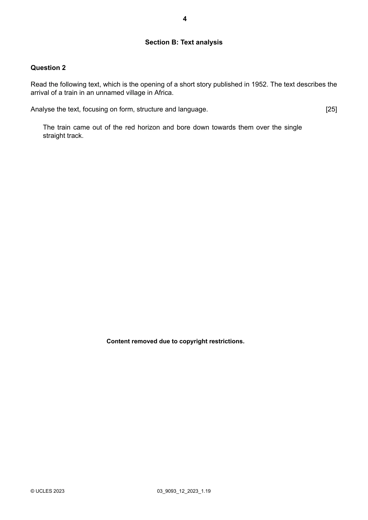 Cambridge A Level English - Language AS and A Level (from 2014) 9093 2023 Feb/March Paper 1 · Variant 2 question paper, page 4 of 8