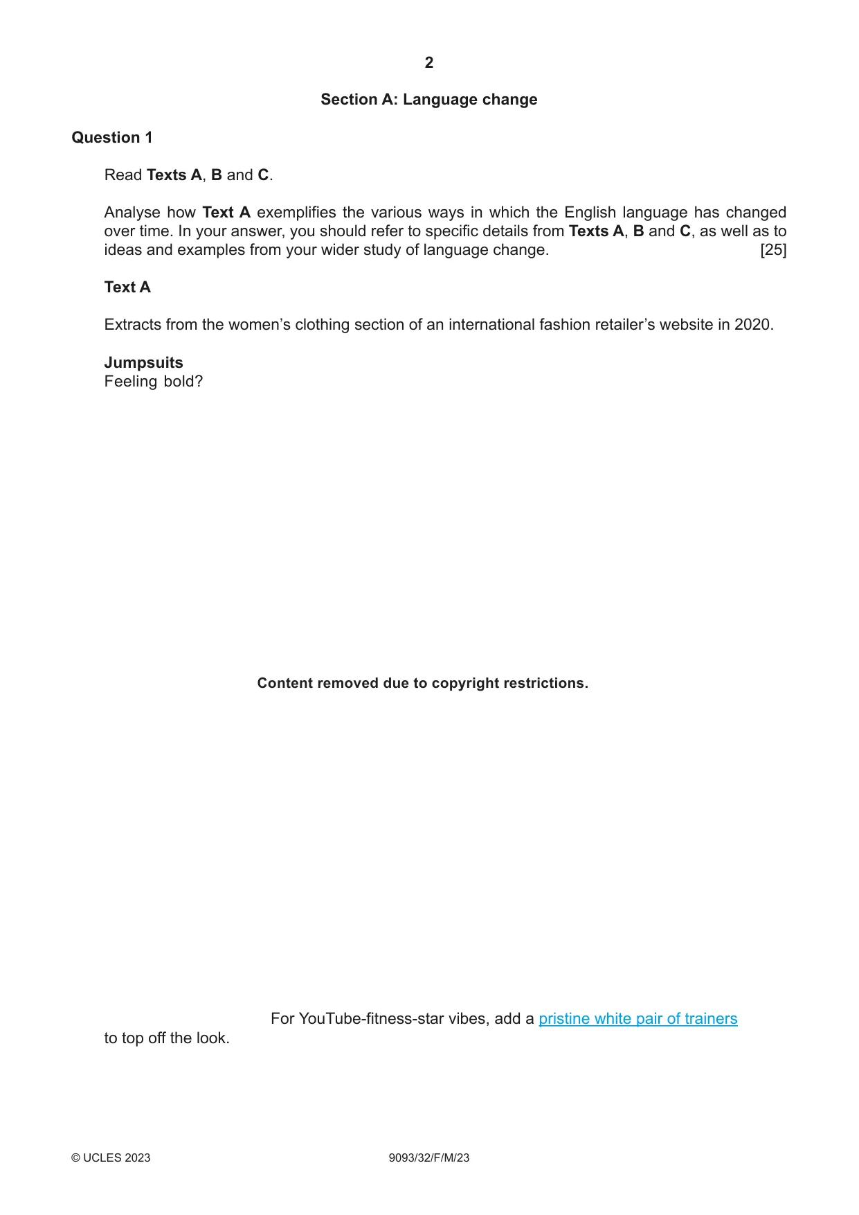 Cambridge A Level English - Language AS and A Level (from 2014) 9093 2023 Feb/March Paper 3 · Variant 2 question paper, page 2 of 8