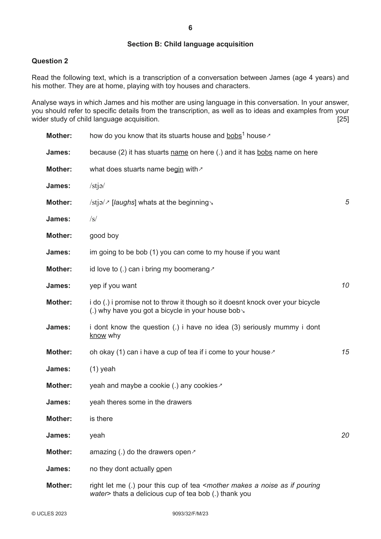 Cambridge A Level English - Language AS and A Level (from 2014) 9093 2023 Feb/March Paper 3 · Variant 2 question paper, page 6 of 8
