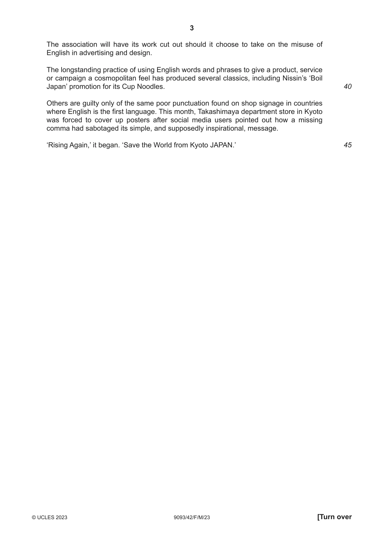 Cambridge A Level English - Language AS and A Level (from 2014) 9093 2023 Feb/March Paper 4 · Variant 2 question paper, page 3 of 8