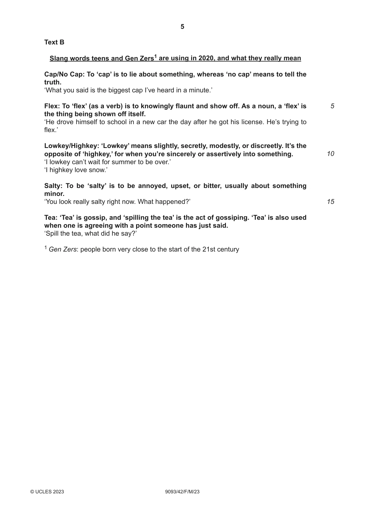 Cambridge A Level English - Language AS and A Level (from 2014) 9093 2023 Feb/March Paper 4 · Variant 2 question paper, page 5 of 8