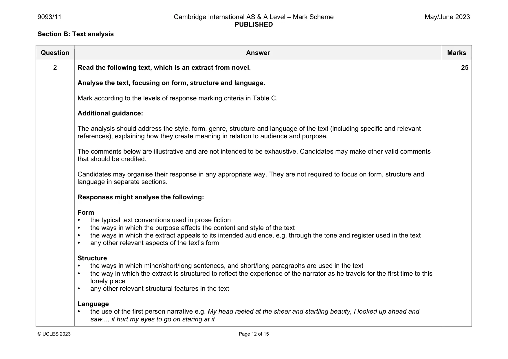 Mark scheme, page 12 of 15