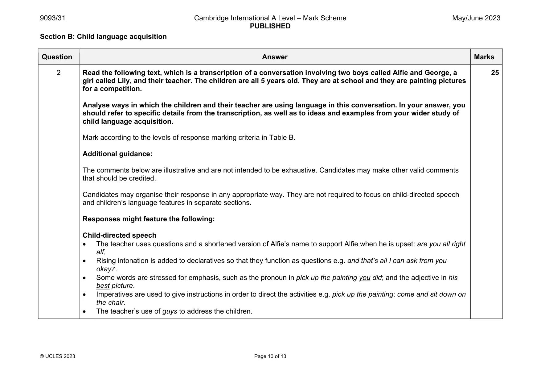 Mark scheme, page 10 of 13