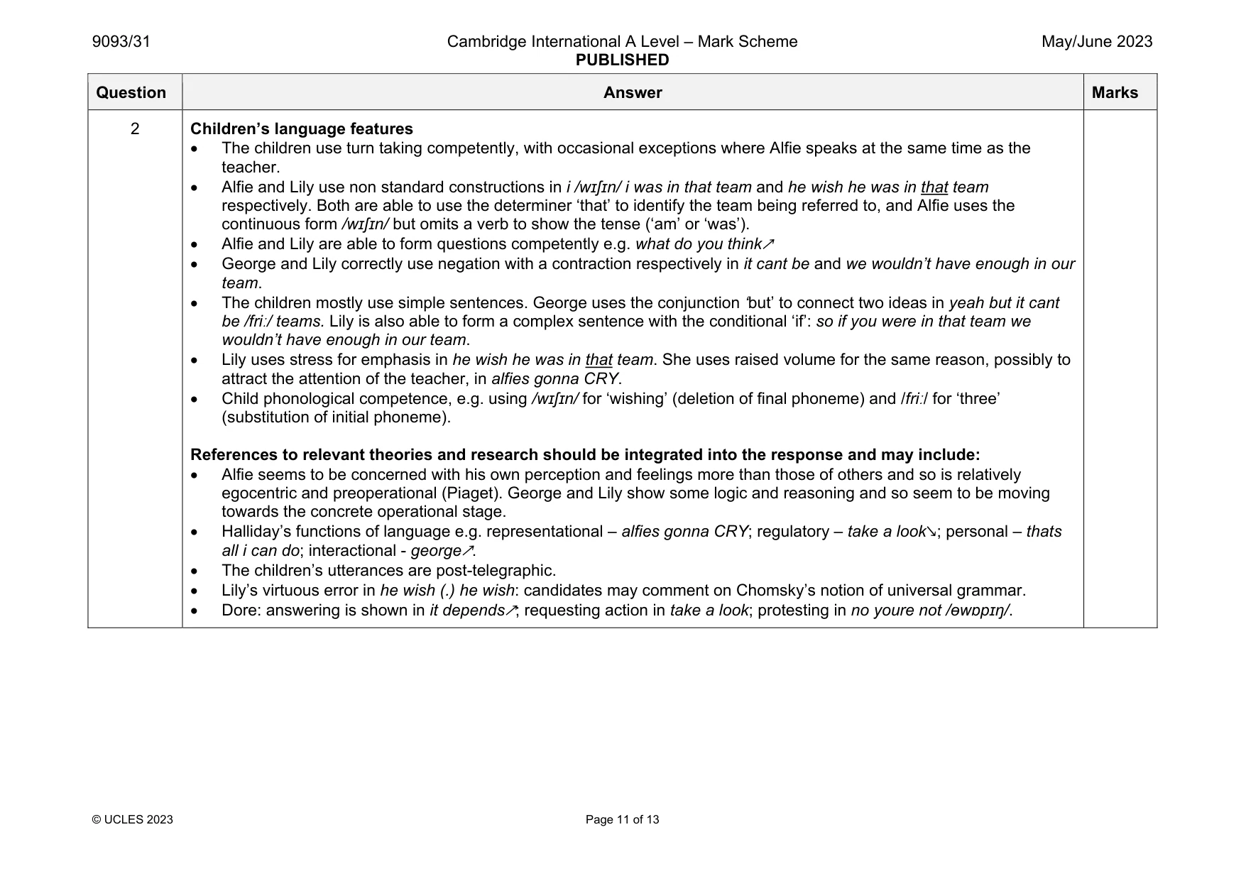 Mark scheme, page 11 of 13