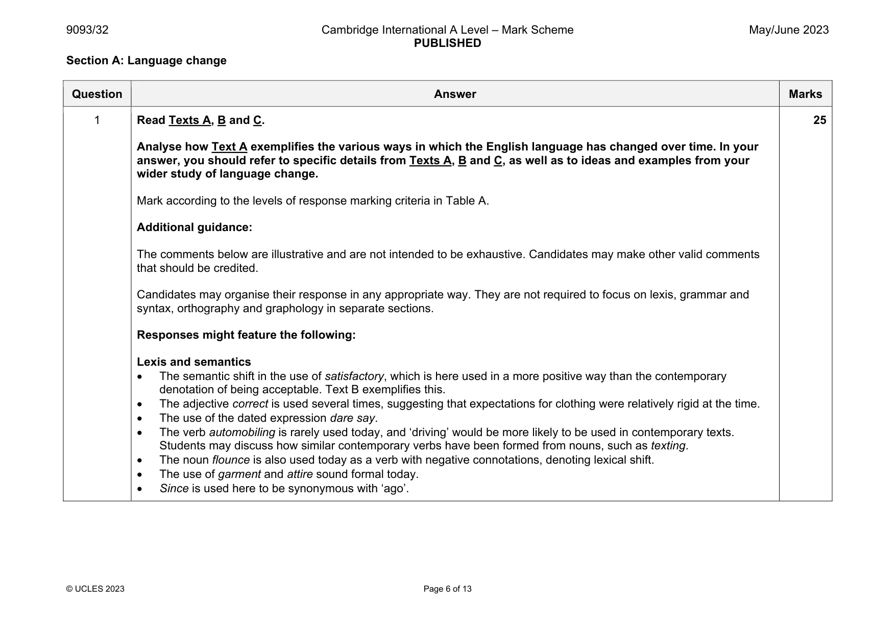 Mark scheme, page 6 of 13