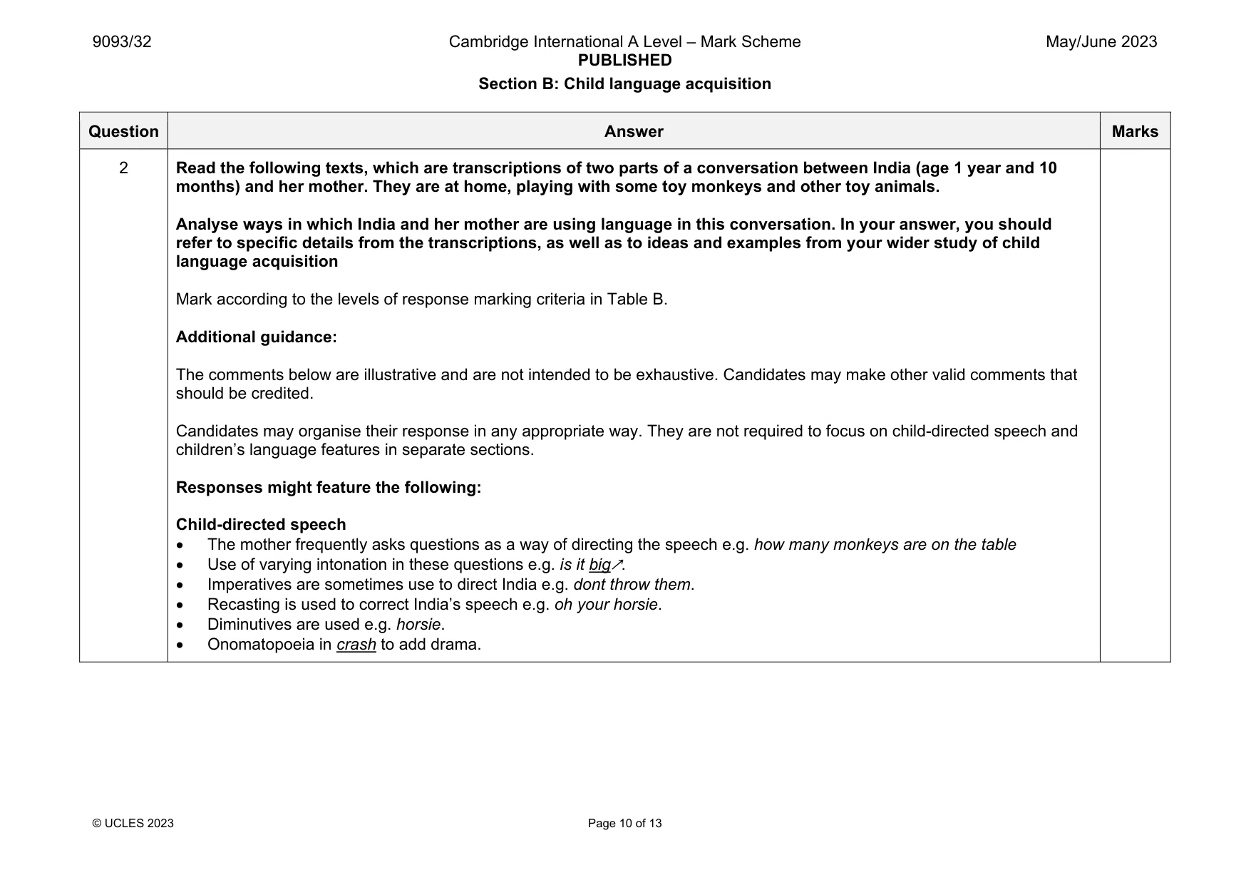 Mark scheme, page 10 of 13