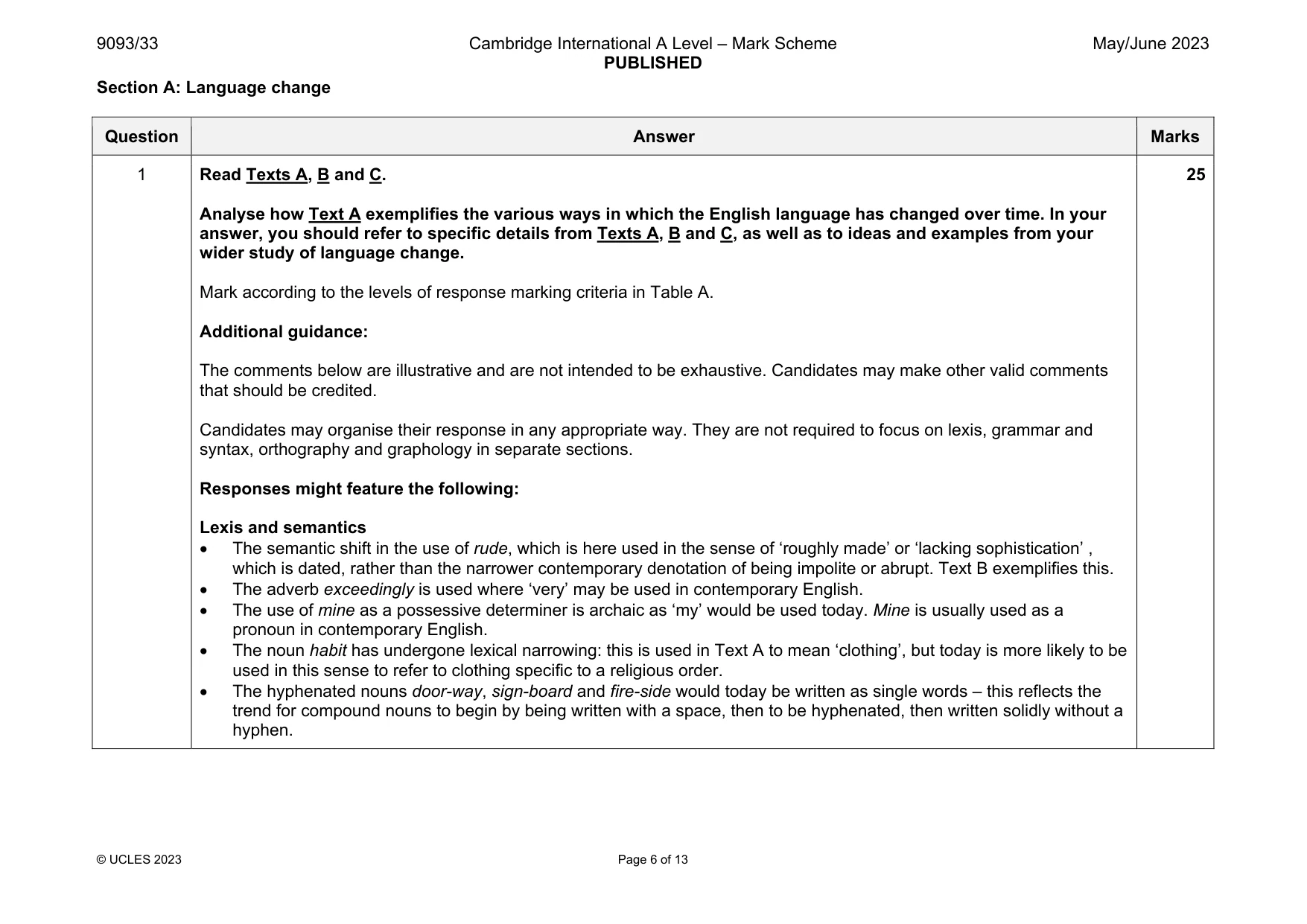 Mark scheme, page 6 of 13