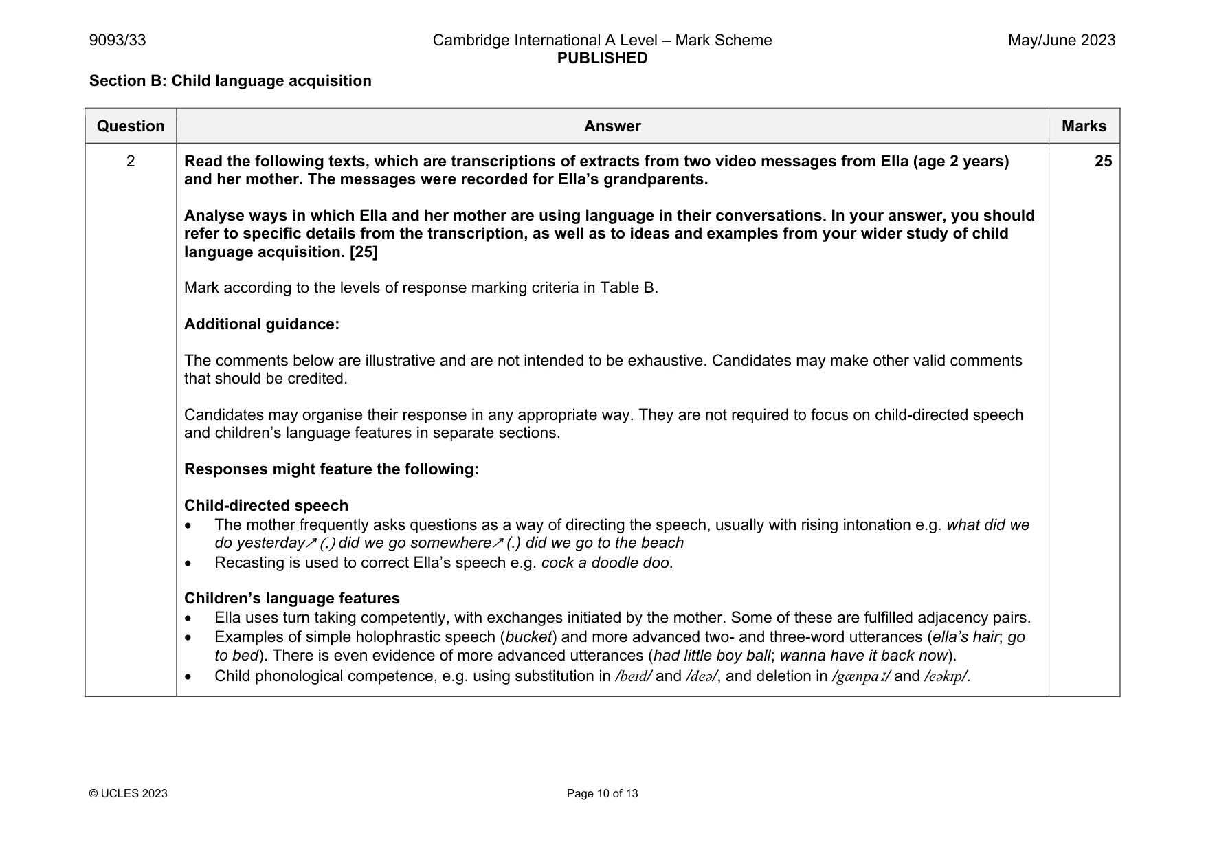 Mark scheme, page 10 of 13