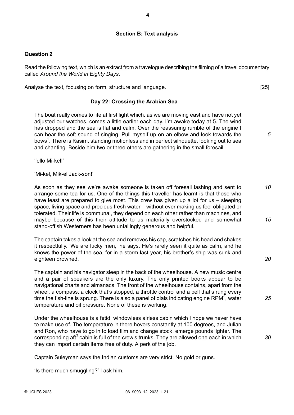 Cambridge A Level English - Language AS and A Level (from 2014) 9093 2023 May/June Paper 1 · Variant 2 question paper, page 4 of 8
