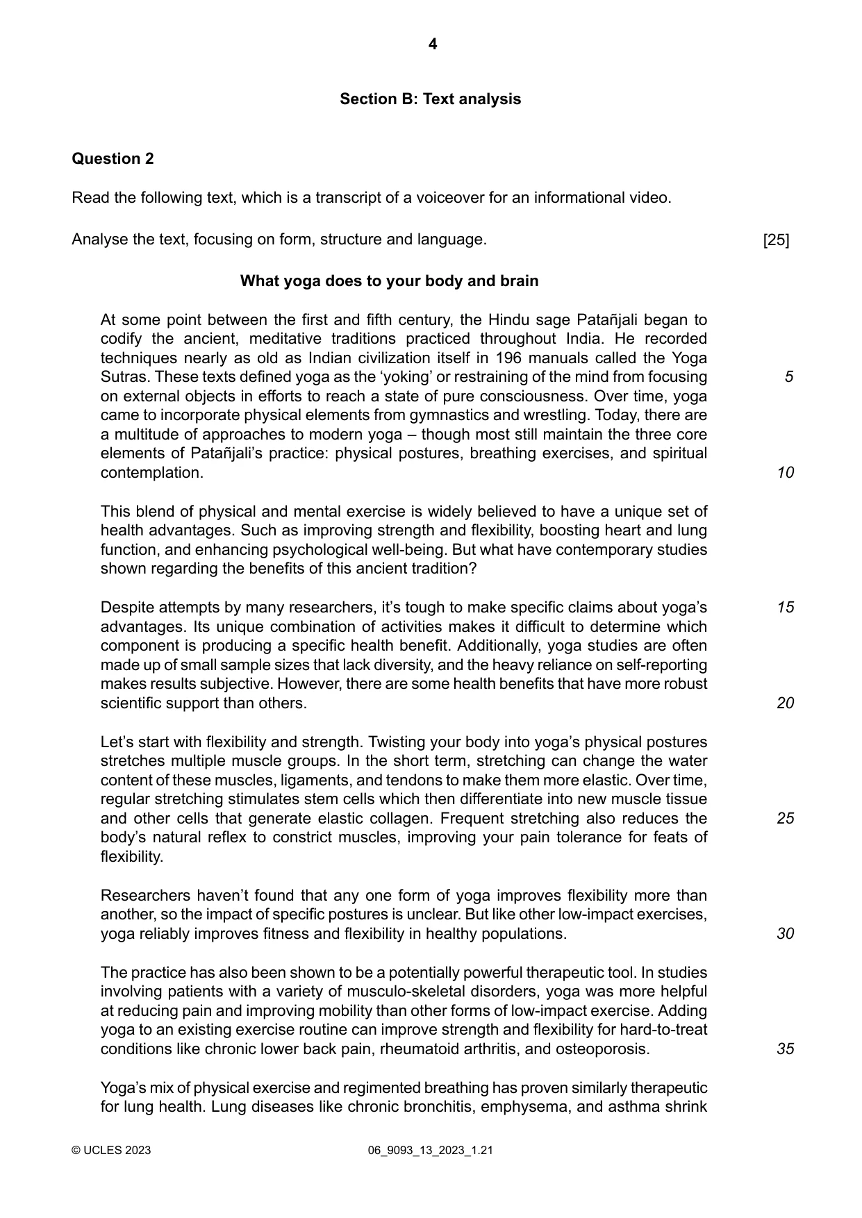 Cambridge A Level English - Language AS and A Level (from 2014) 9093 2023 May/June Paper 1 · Variant 3 question paper, page 4 of 8