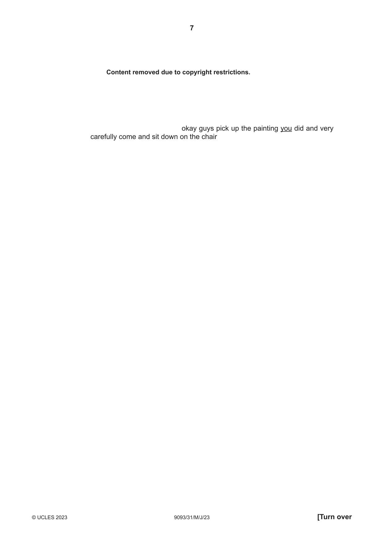 Cambridge A Level English - Language AS and A Level (from 2014) 9093 2023 May/June Paper 3 · Variant 1 question paper, page 7 of 8
