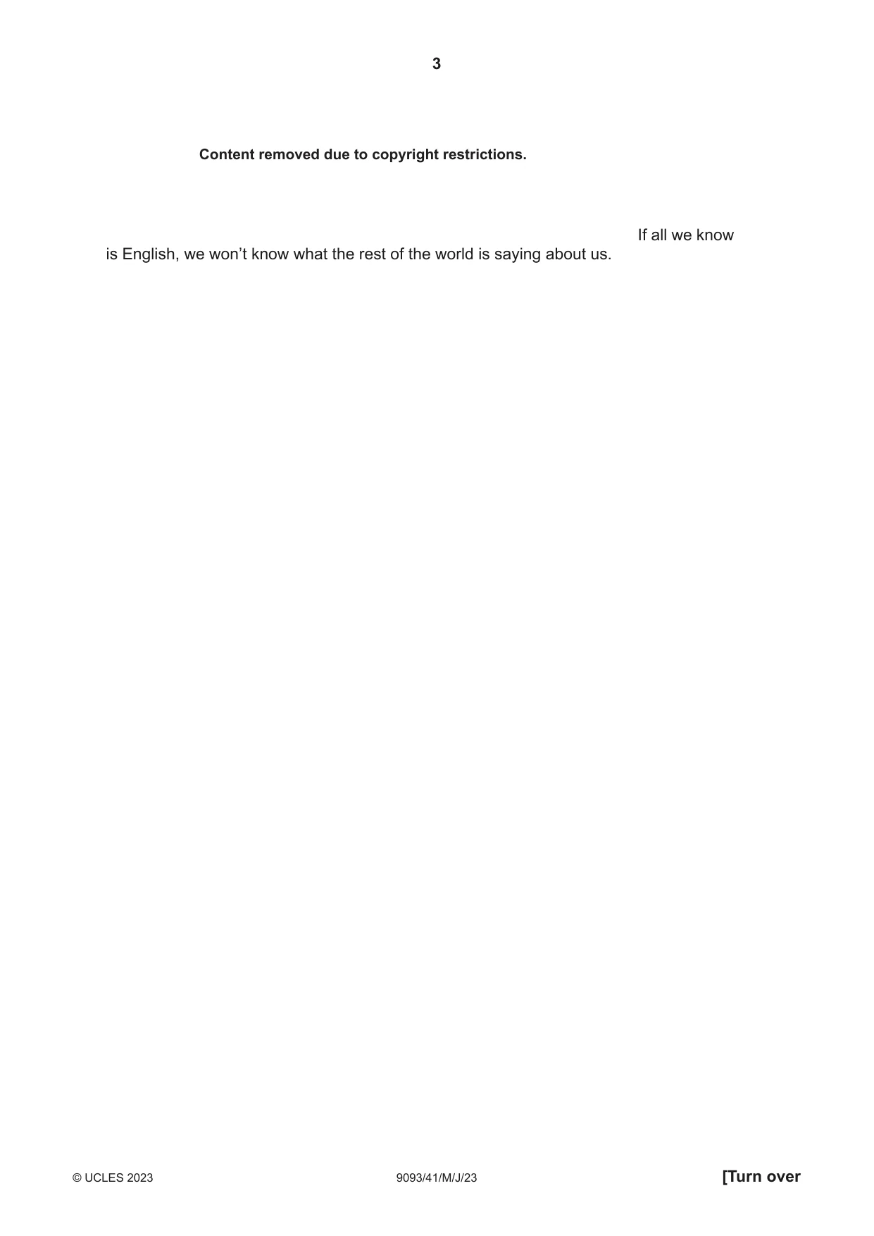 Cambridge A Level English - Language AS and A Level (from 2014) 9093 2023 May/June Paper 4 · Variant 1 question paper, page 3 of 8