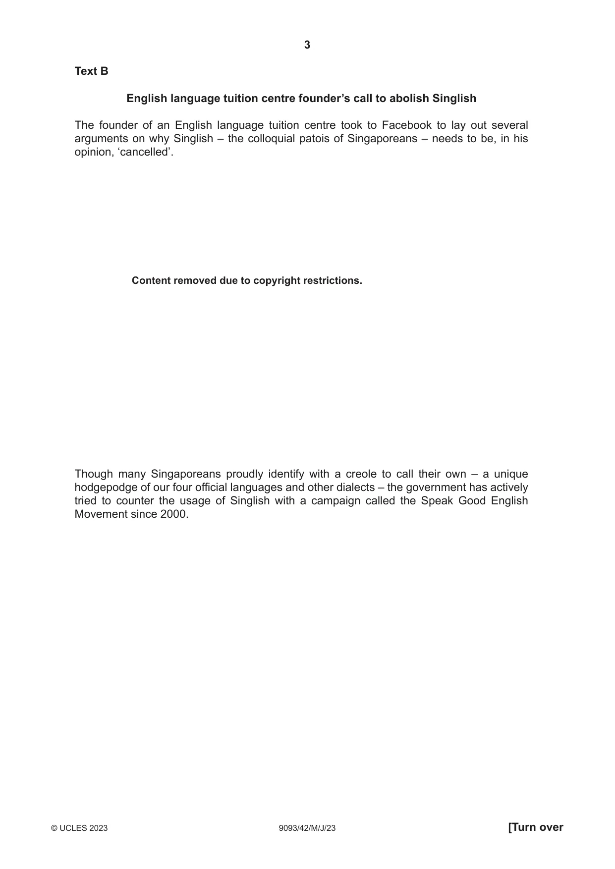 Cambridge A Level English - Language AS and A Level (from 2014) 9093 2023 May/June Paper 4 · Variant 2 question paper, page 3 of 8