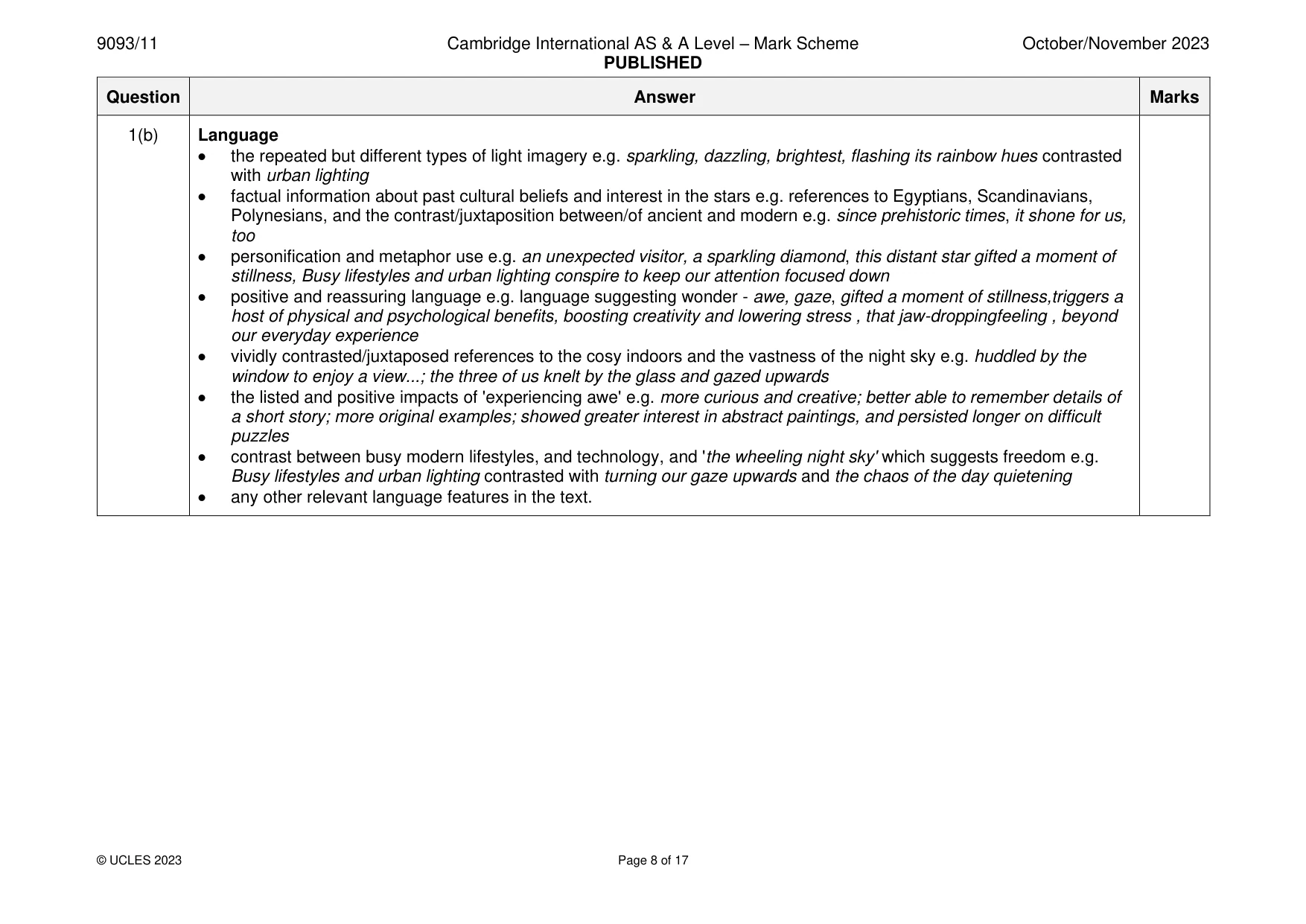 Mark scheme, page 8 of 17
