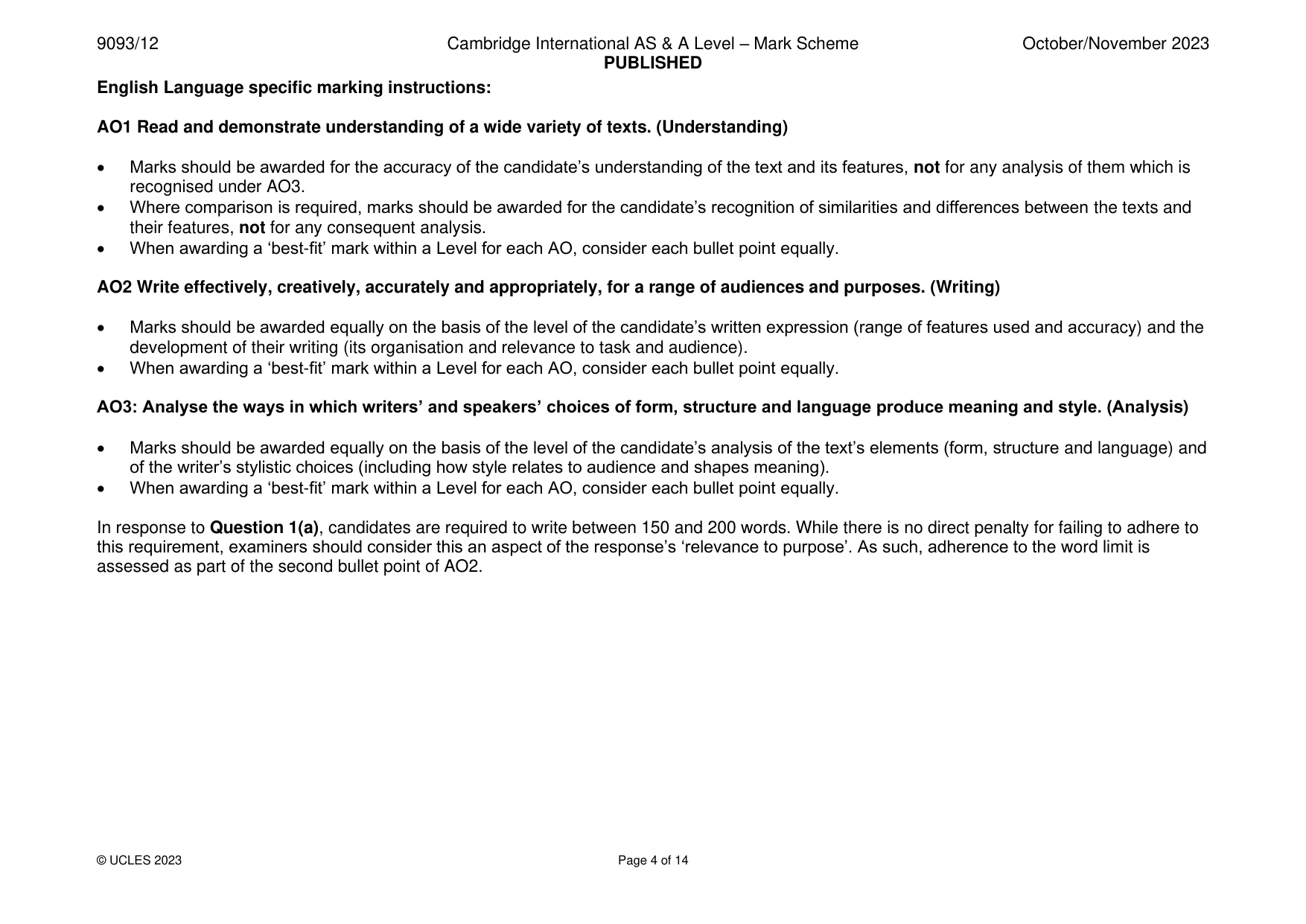Mark scheme, page 4 of 14