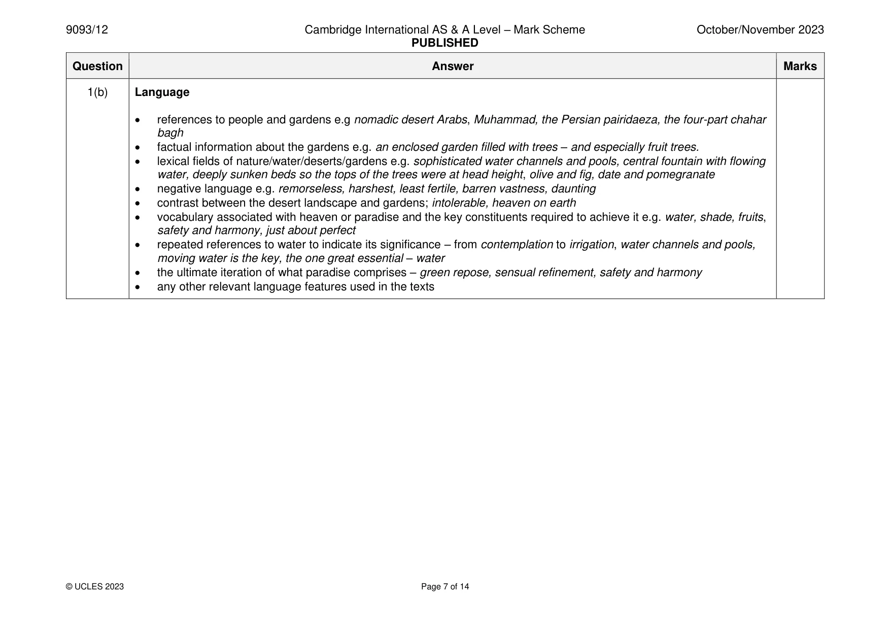 Mark scheme, page 7 of 14