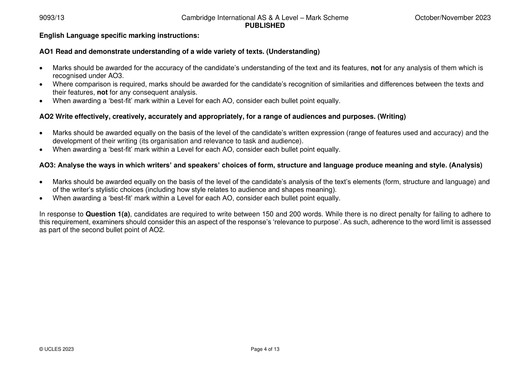 Mark scheme, page 4 of 13