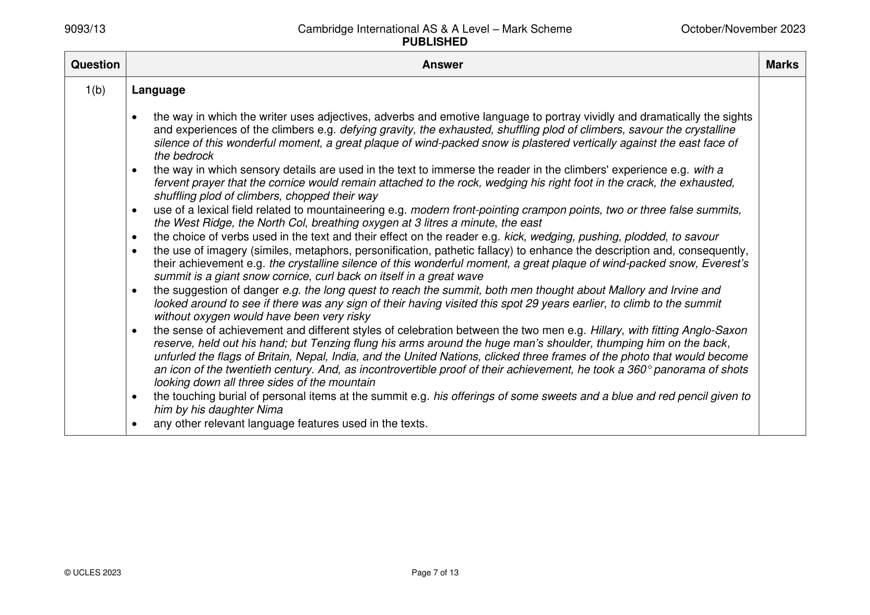 Mark scheme, page 7 of 13