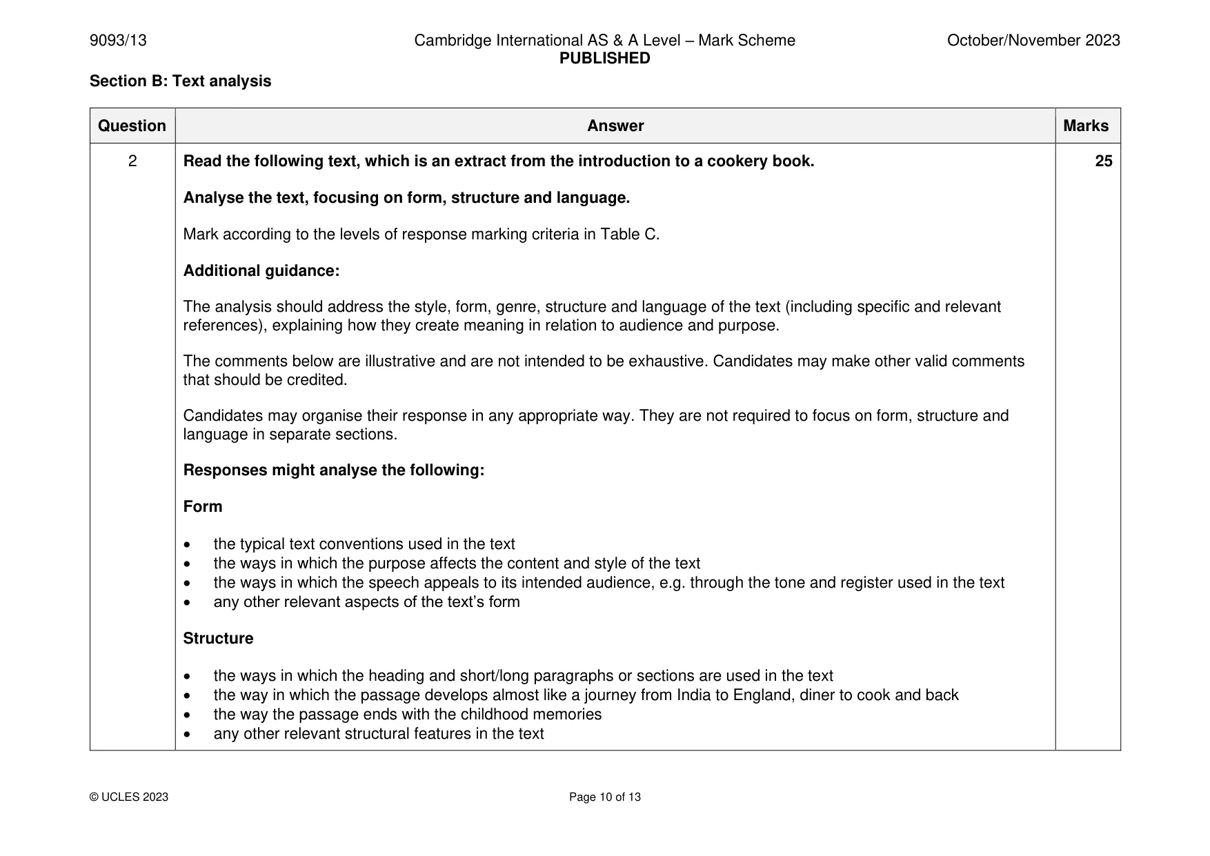 Mark scheme, page 10 of 13