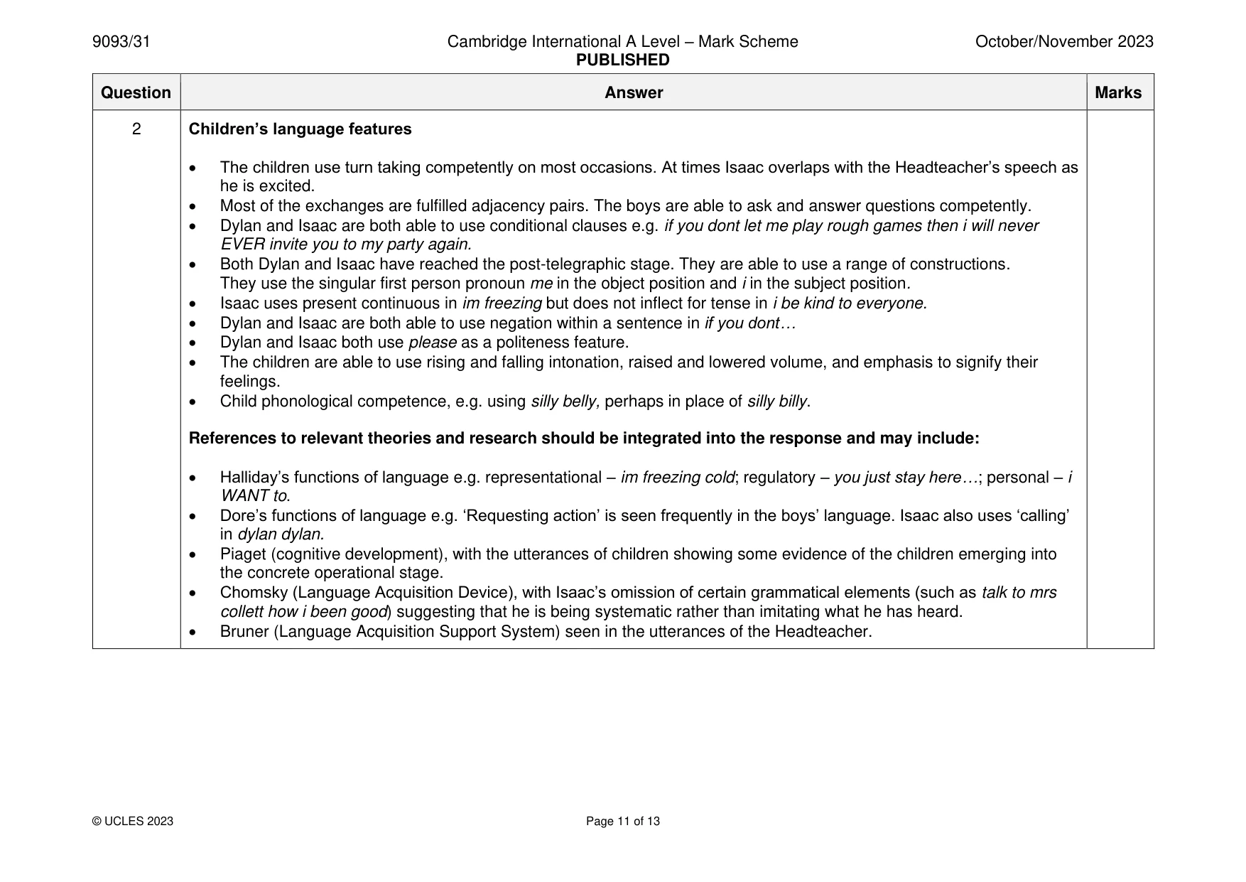 Mark scheme, page 11 of 13