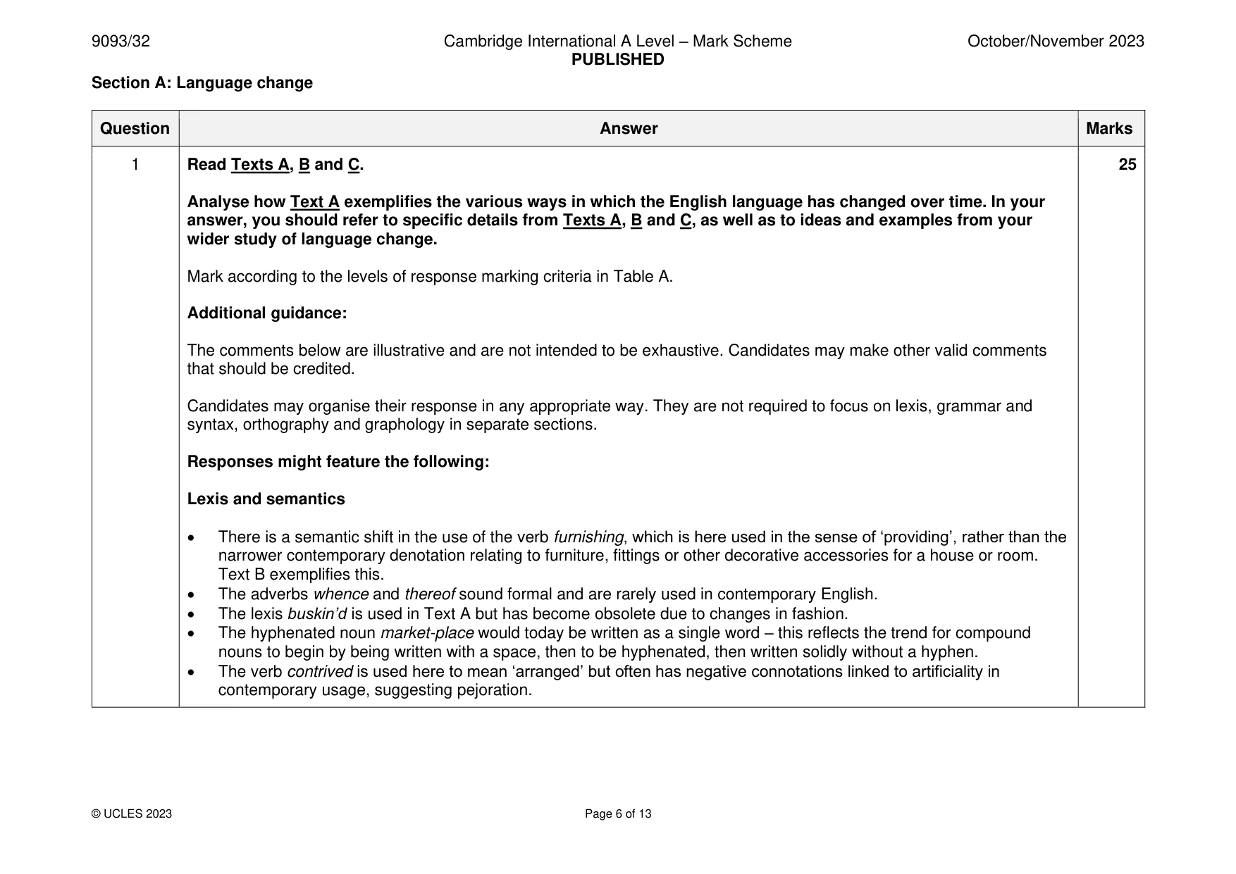 Mark scheme, page 6 of 13