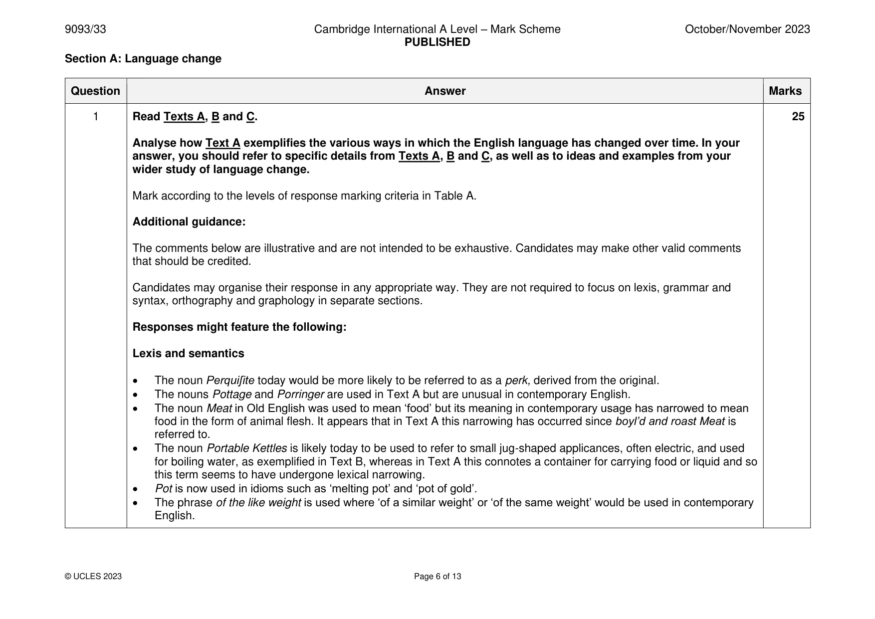 Mark scheme, page 6 of 13