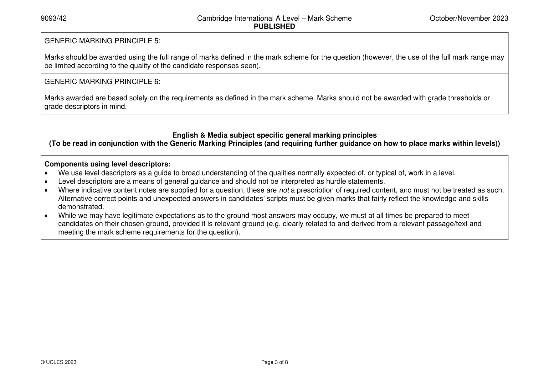 Mark scheme, page 3 of 8