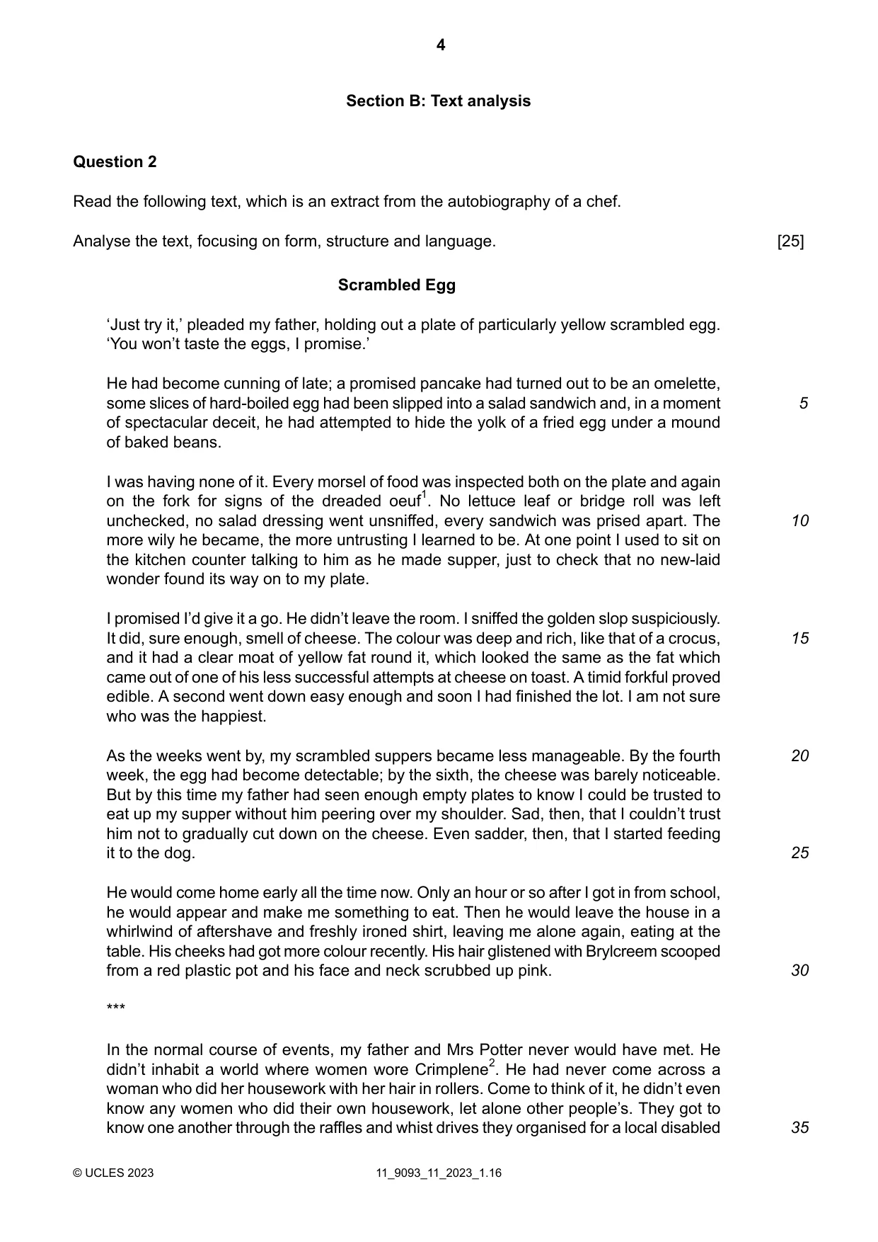 Cambridge A Level English - Language AS and A Level (from 2014) 9093 2023 Oct/Nov Paper 1 · Variant 1 question paper, page 4 of 8